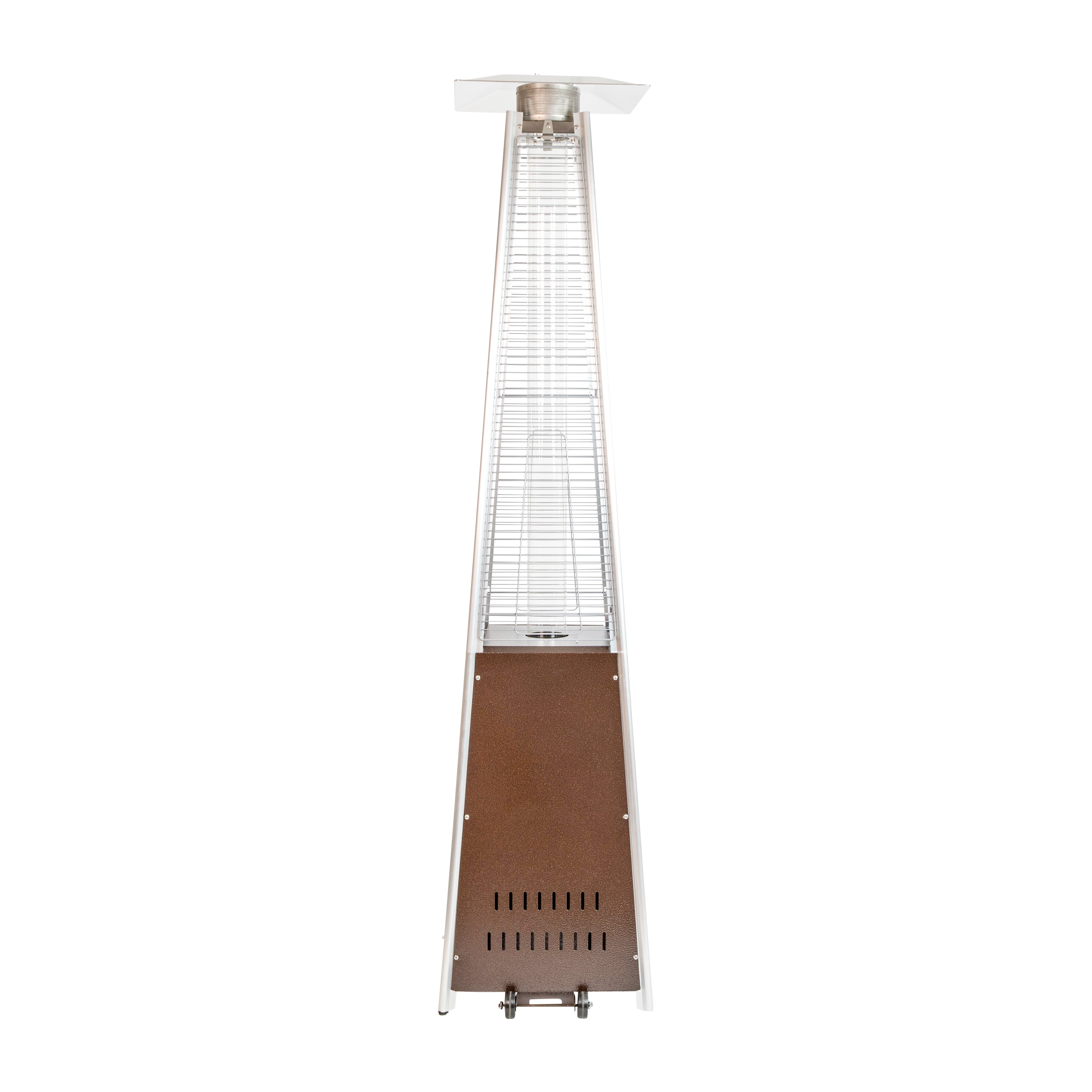 Sol Patio Outdoor Heating-Bronze Stainless Steel Pyramid 42,000 BTU Propane Heater with Wheels for Commercial & Residential Use
