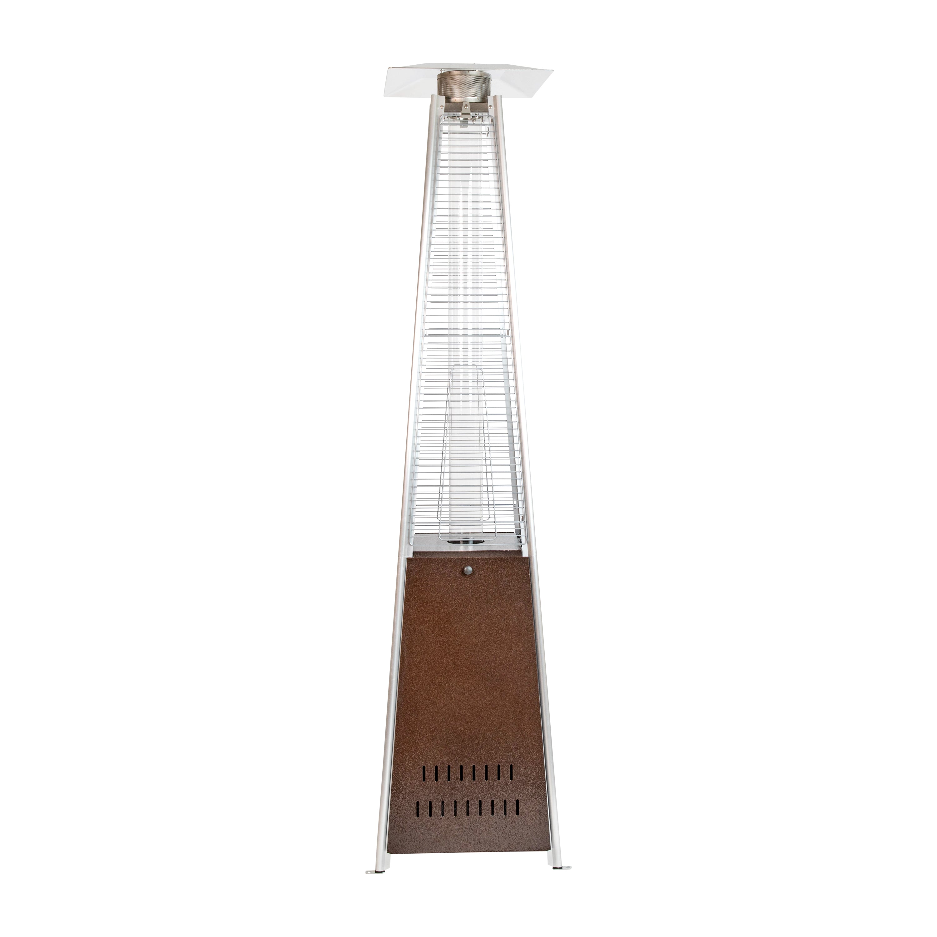 Sol Patio Outdoor Heating-Bronze Stainless Steel Pyramid 42,000 BTU Propane Heater with Wheels for Commercial & Residential Use