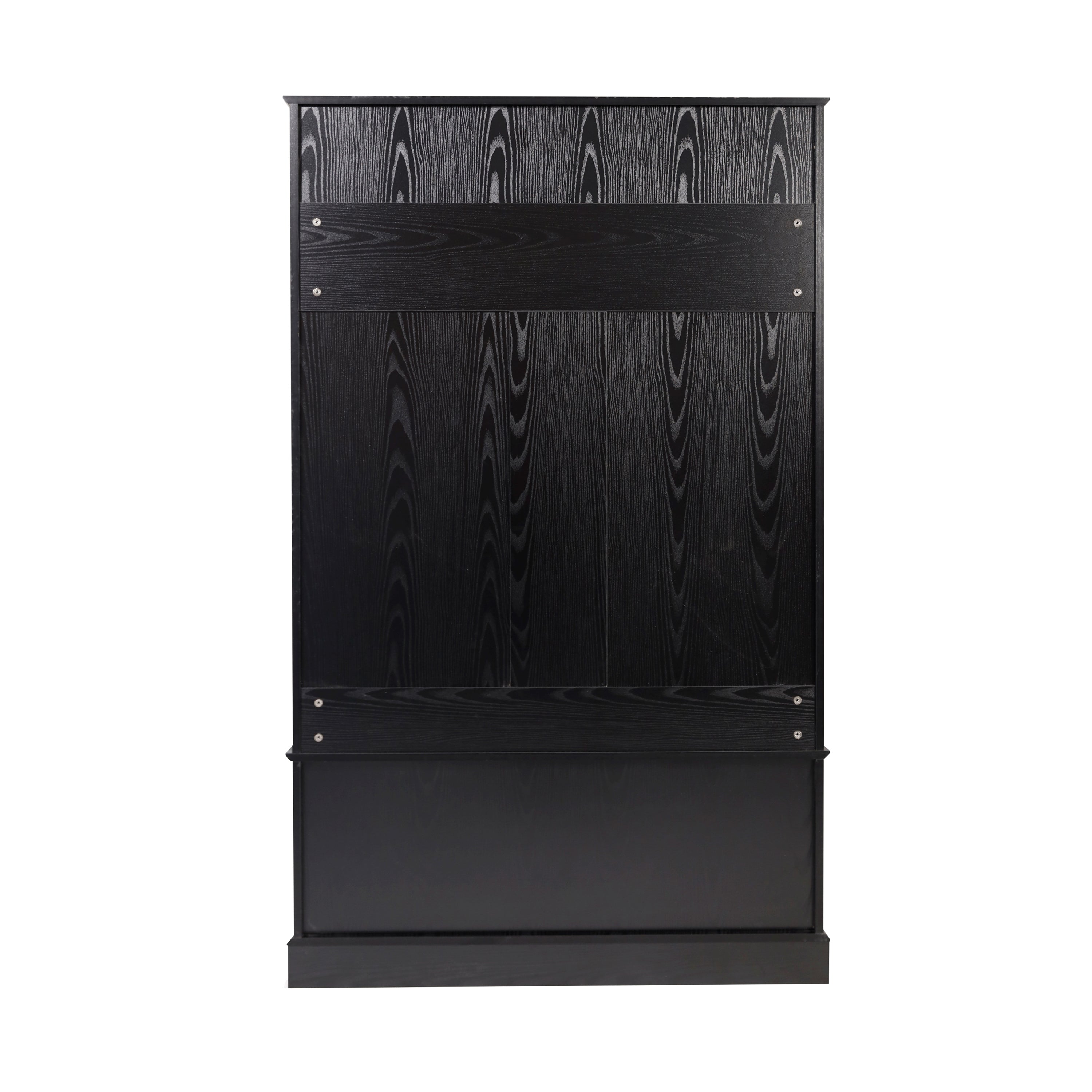 Fraser 40" Wide Hall Tree with Double Door Storage Bench, Coat Rack with 4 Black Double Hooks, and 2 Upper Storage Cubbies in Black