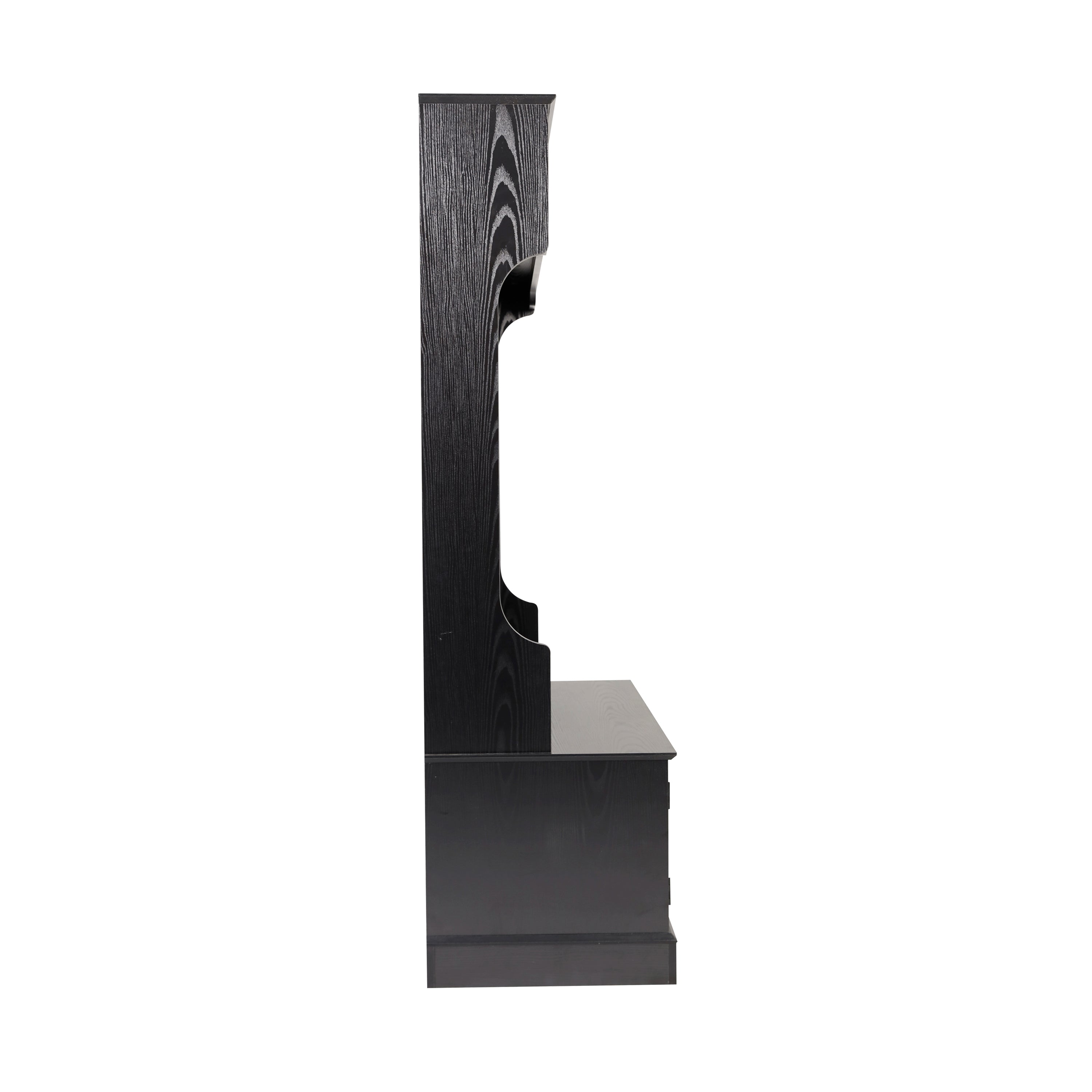 Fraser 40" Wide Hall Tree with Double Door Storage Bench, Coat Rack with 4 Black Double Hooks, and 2 Upper Storage Cubbies in Black