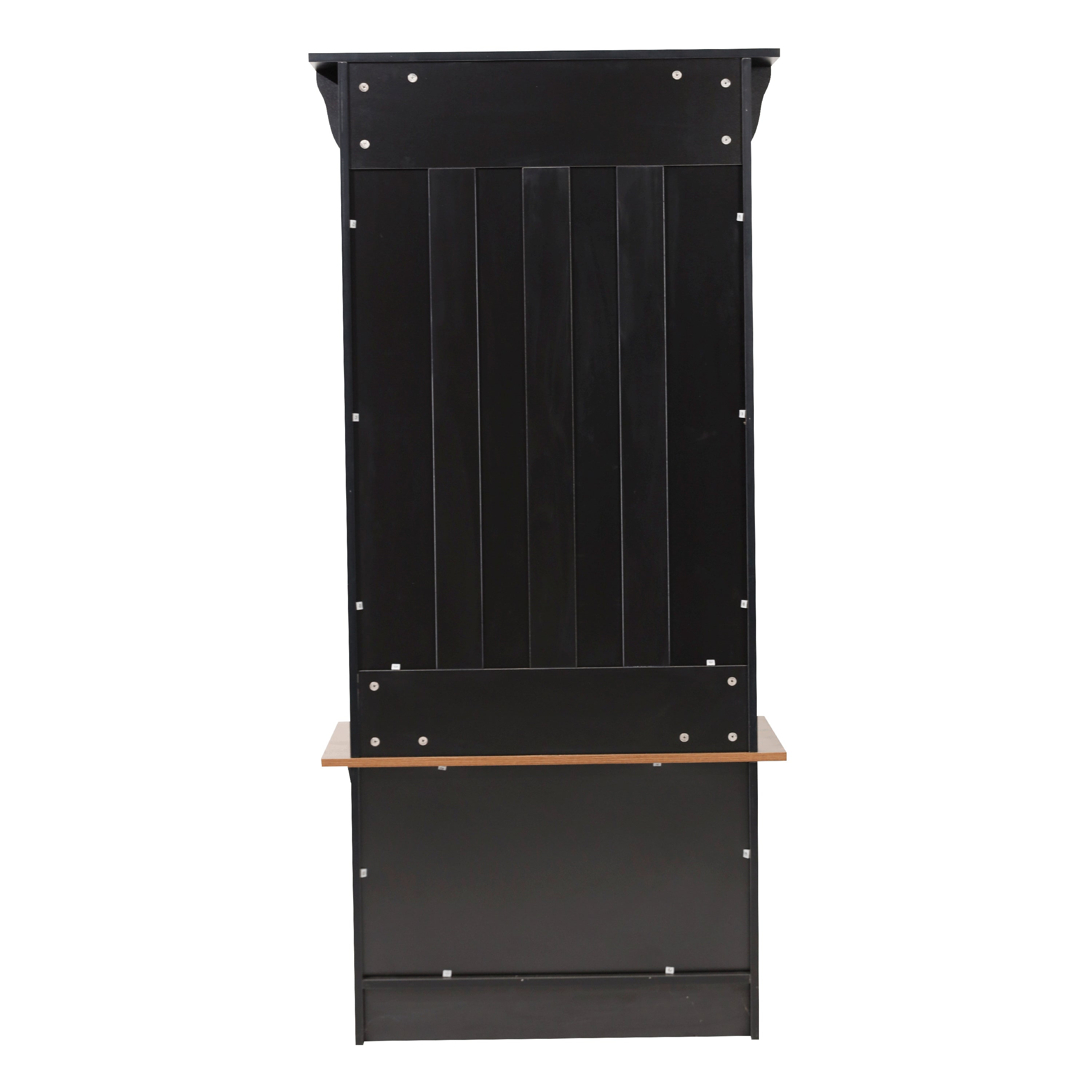Paisley 31.5" Wide Hall Tree with Bench, 3 Single Storage Hooks, and 4 Lower Storage Cubbies with Adjustable Shelves in Black with Walnut Seat
