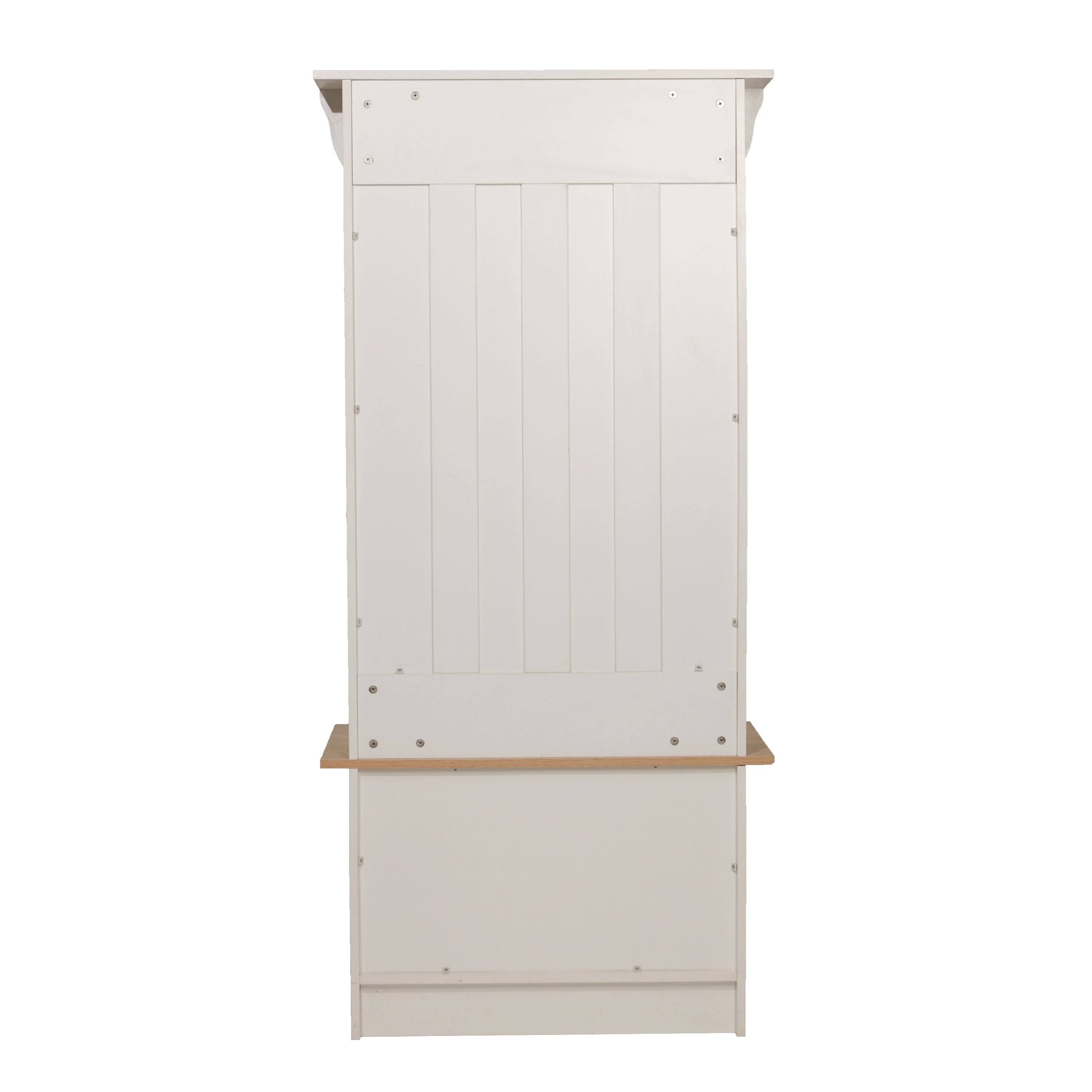 Paisley 31.5" Wide Hall Tree with Bench, 3 Single Storage Hooks, and 4 Lower Storage Cubbies with Adjustable Shelves in White with Weathered Seat