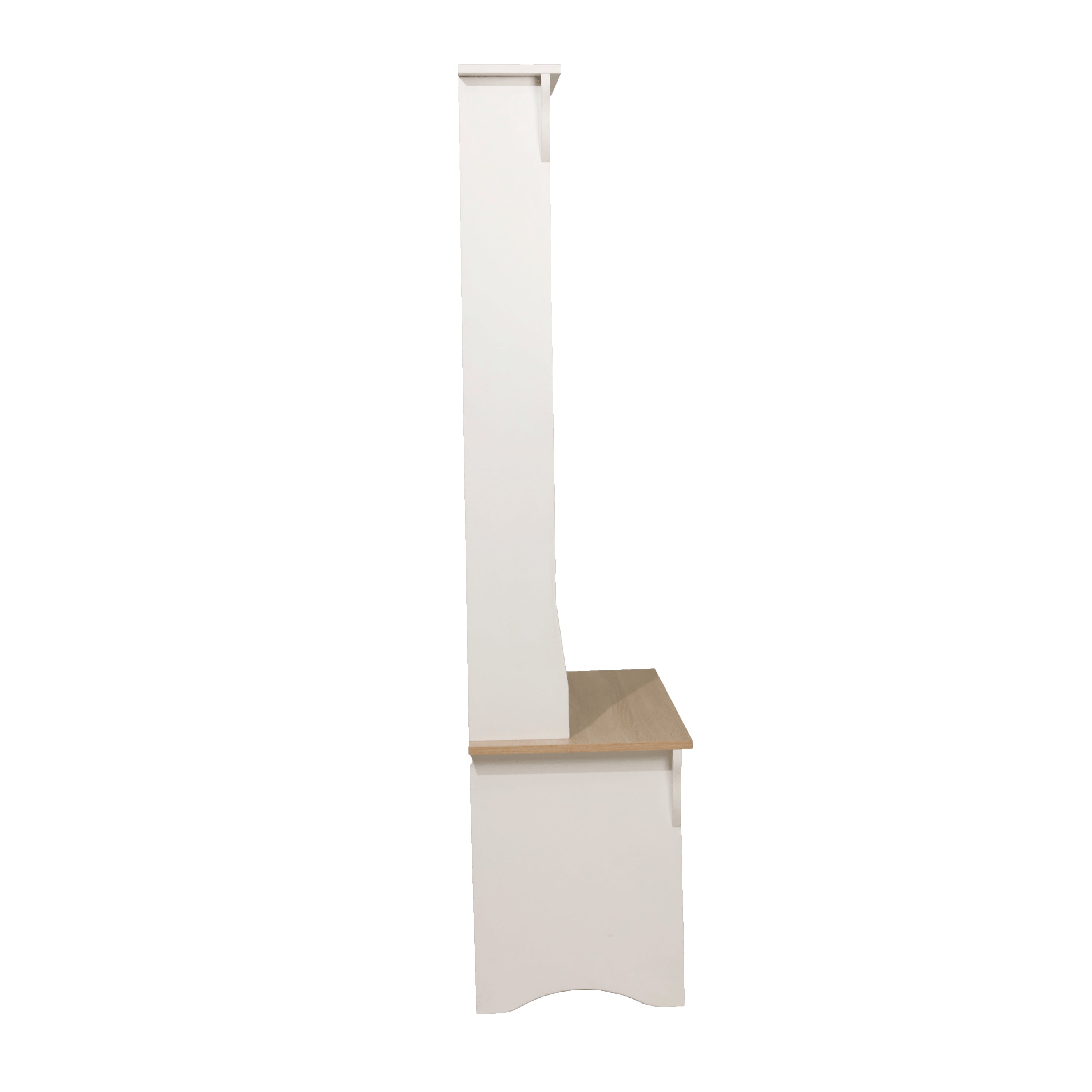 Paisley 31.5" Wide Hall Tree with Bench, 3 Single Storage Hooks, and 4 Lower Storage Cubbies with Adjustable Shelves in White with Weathered Seat