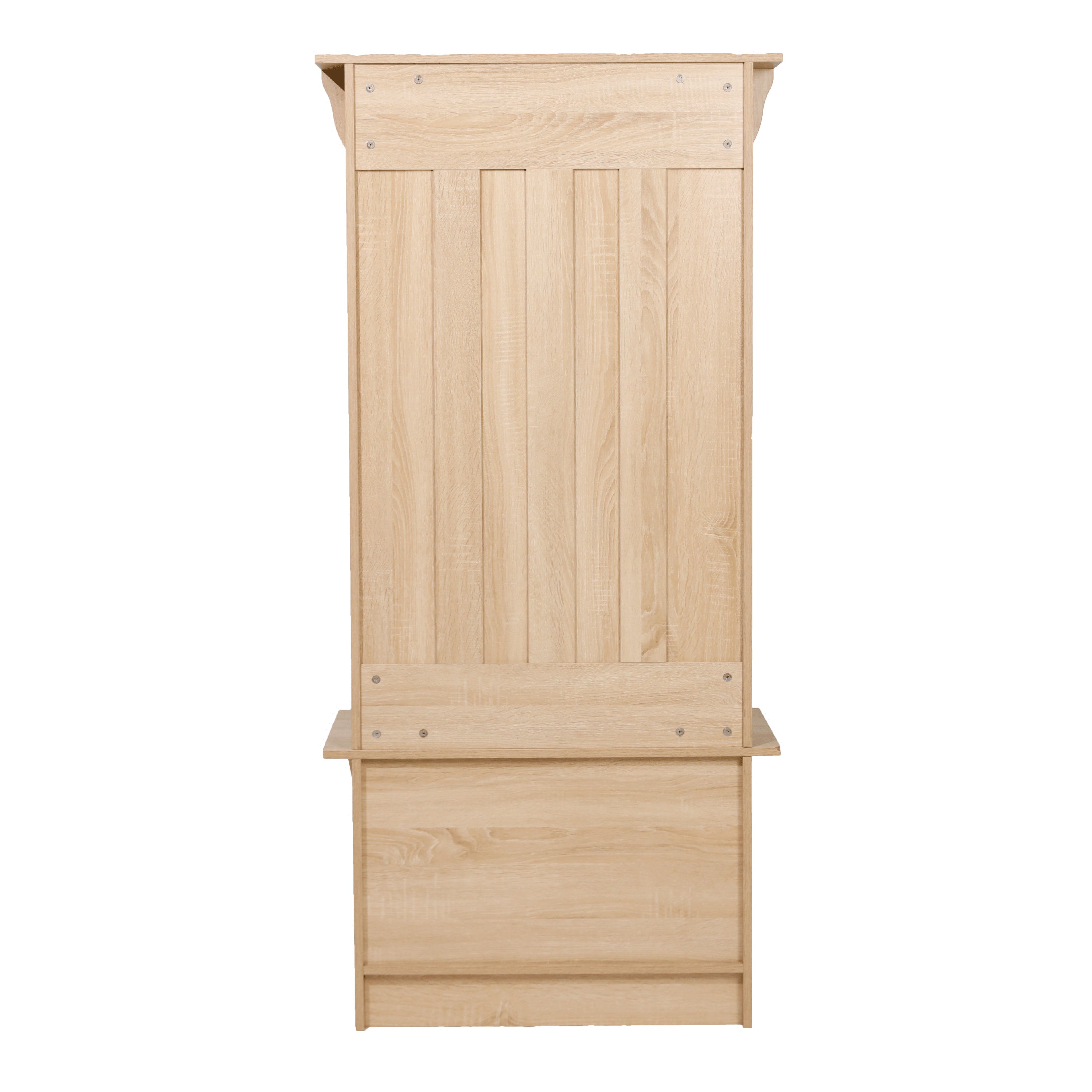 Paisley 31.5" Wide Hall Tree with Bench, 3 Single Storage Hooks, and 4 Lower Storage Cubbies with Adjustable Shelves in Weathered Wood