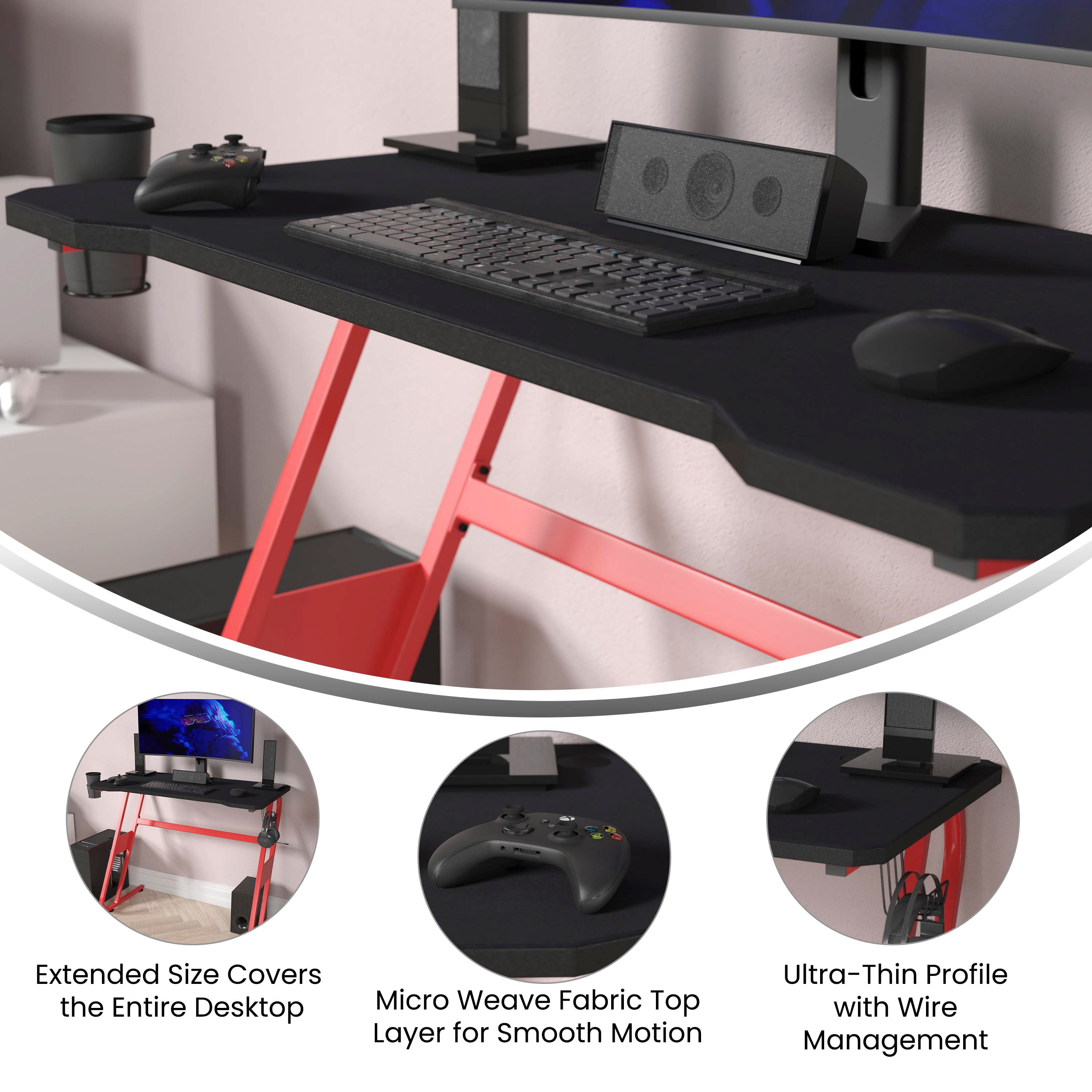 Fisher Black Mega Size Extended Gaming Mouse Pad with Anti-Slip Rubber Base and Micro Weave Top, Large Home Office Desk Mat, 45.75"W x 23.5"D x .125"H