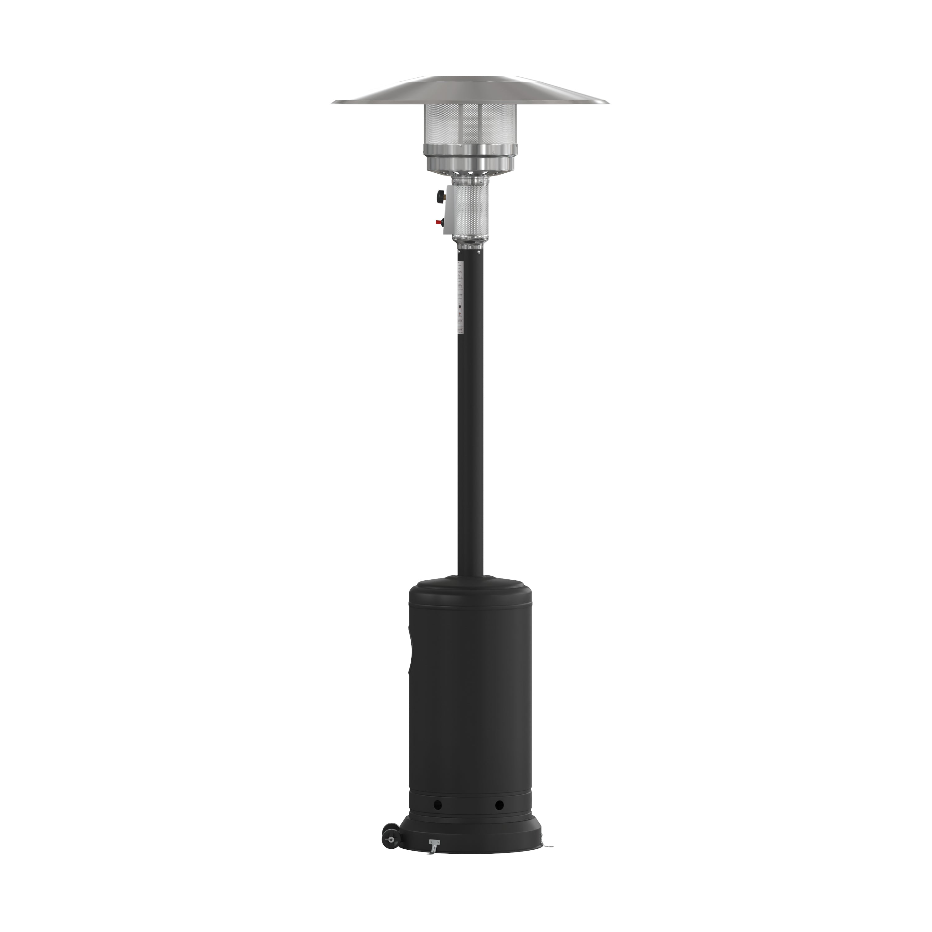 Sol Patio Outdoor Heating-Black Stainless Steel 40,000 BTU Propane Heater with Wheels-Commercial & Residential Use-7.5 Feet Tall