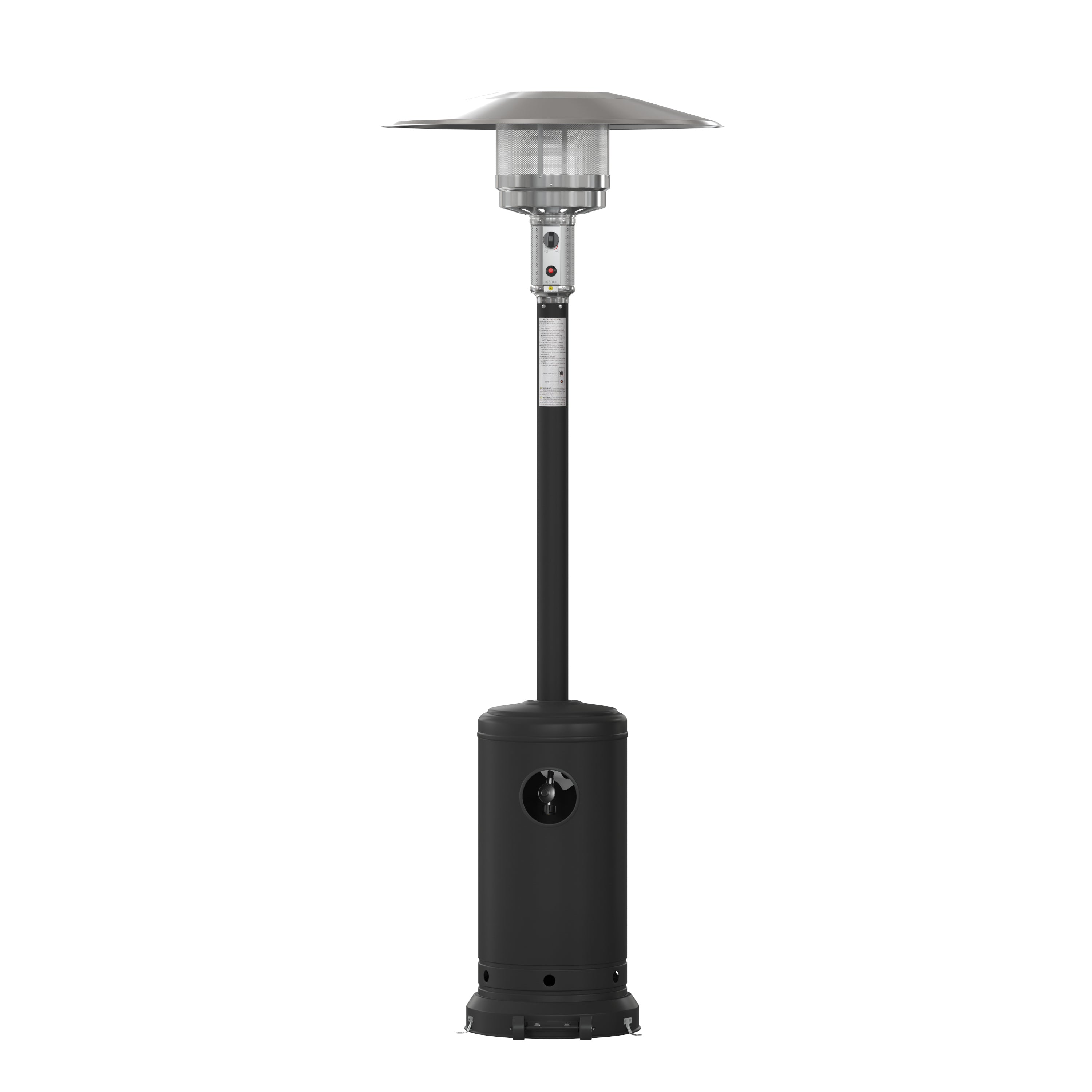 Sol Patio Outdoor Heating-Black Stainless Steel 40,000 BTU Propane Heater with Wheels-Commercial & Residential Use-7.5 Feet Tall