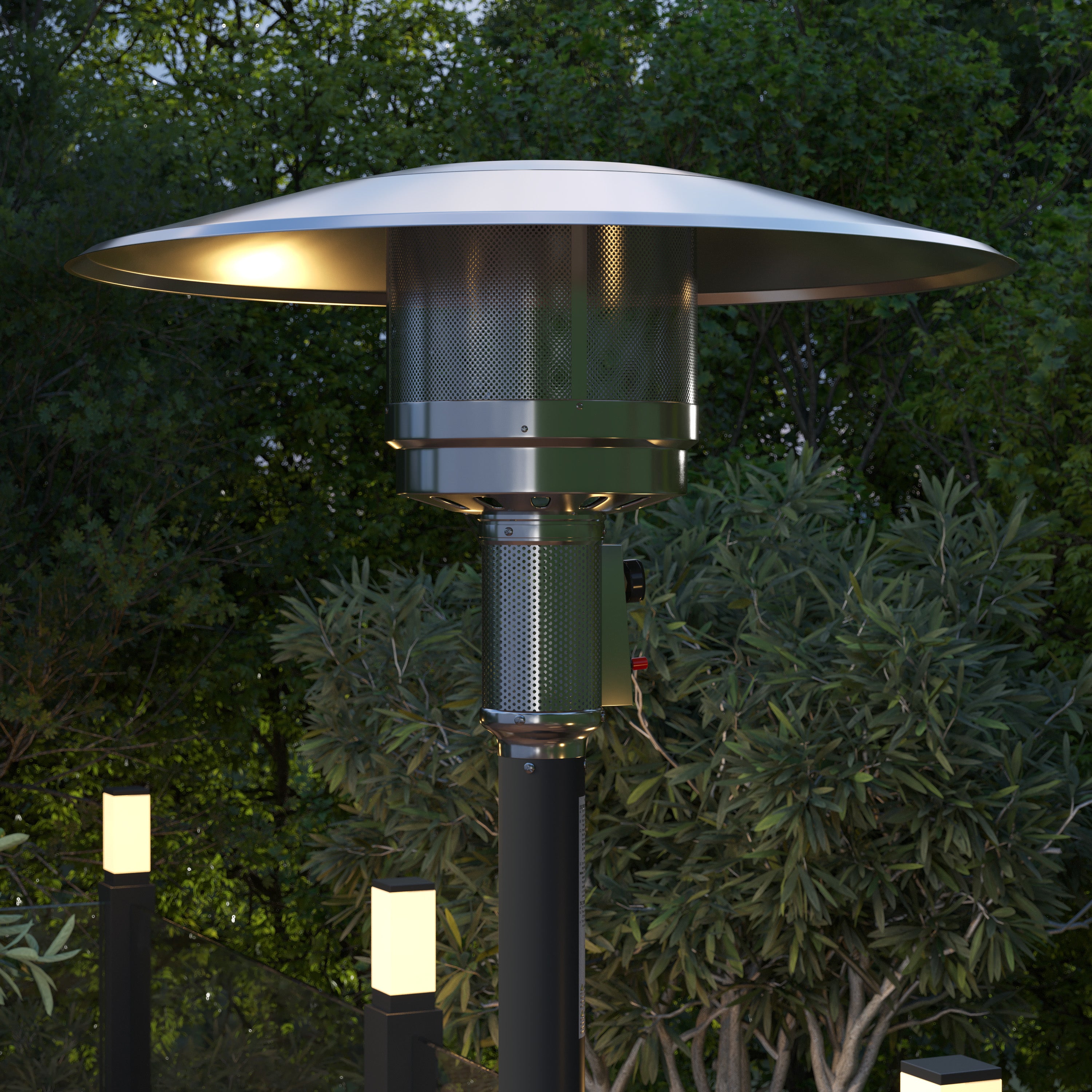 Sol Patio Outdoor Heating-Black Stainless Steel 40,000 BTU Propane Heater with Wheels-Commercial & Residential Use-7.5 Feet Tall