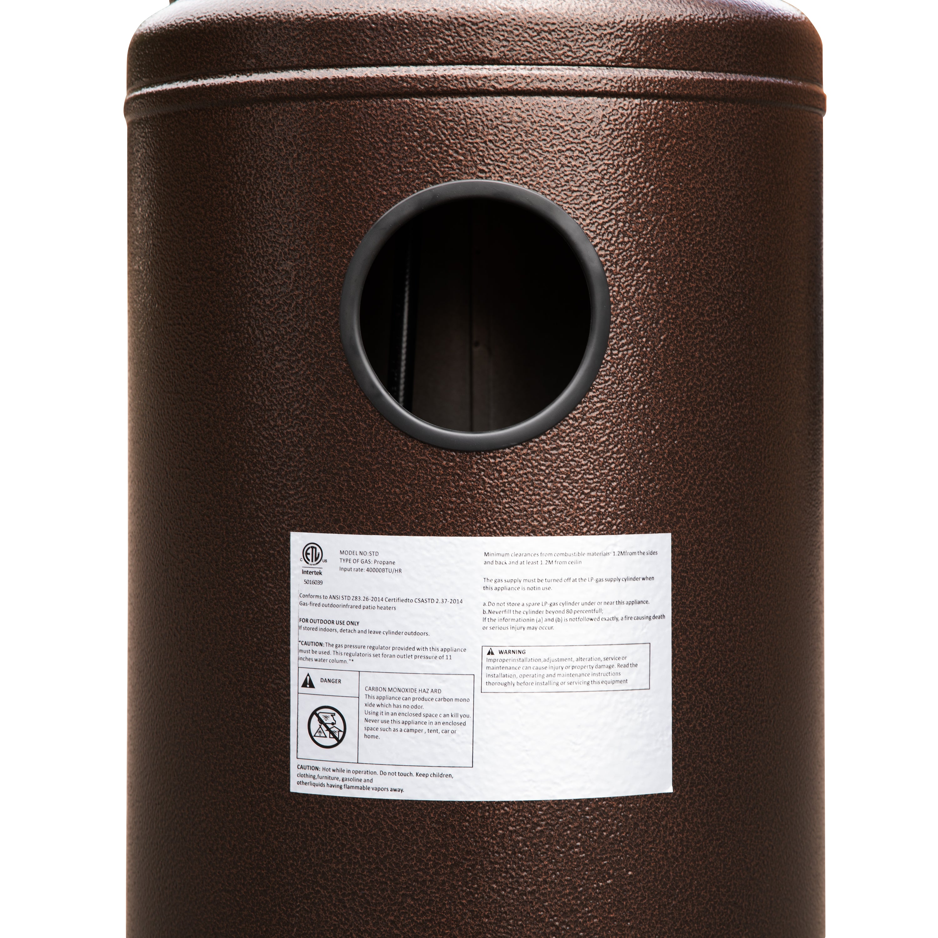 Sol Patio Outdoor Heating-Bronze Stainless Steel 40,000 BTU Propane Heater with Wheels-Commercial & Residential Use-7.5 Feet Tall