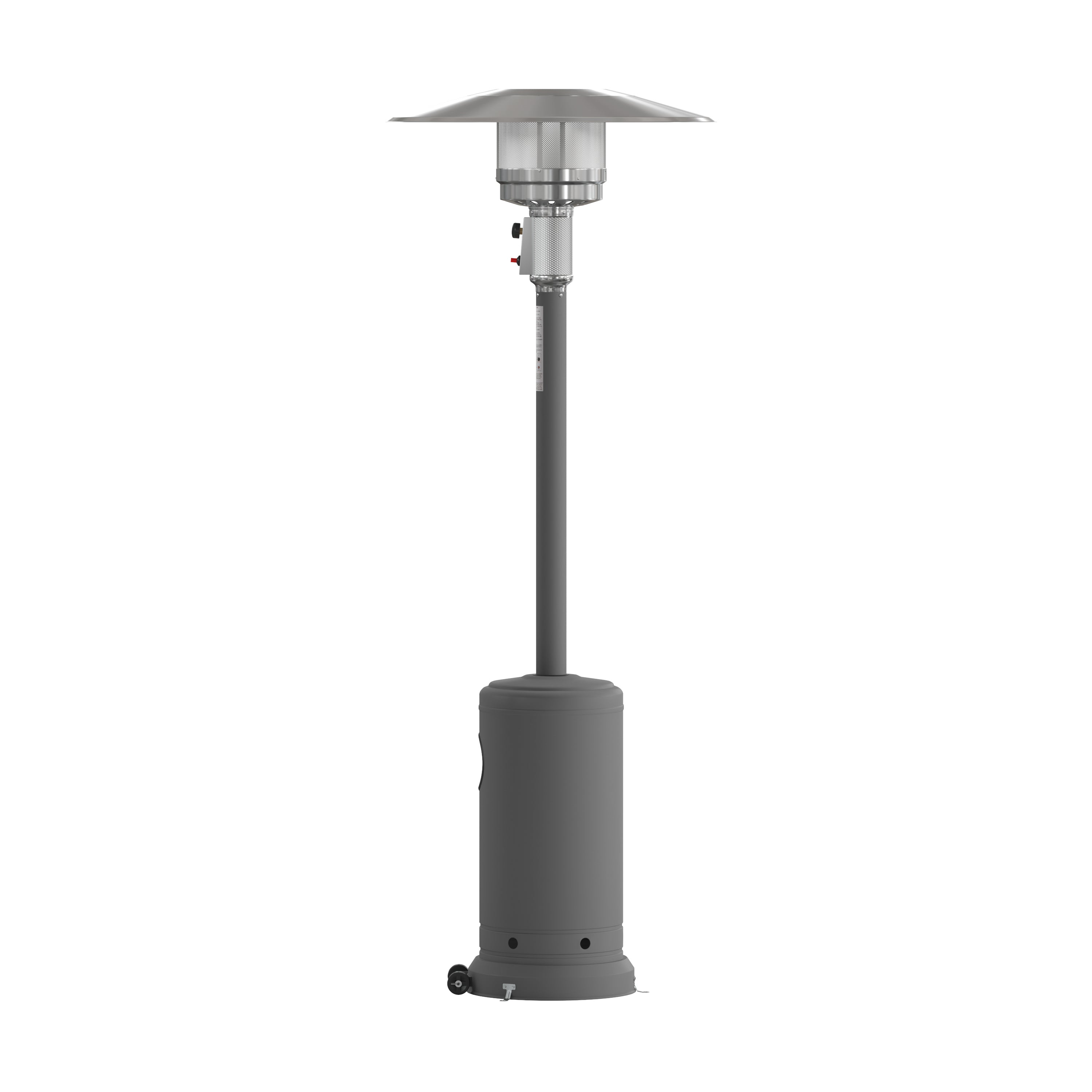 Sol Patio Outdoor Heating-Slate Gray Stainless Steel 40,000 BTU Propane Heater with Wheels-Commercial & Residential Use-7.5 Feet Tall