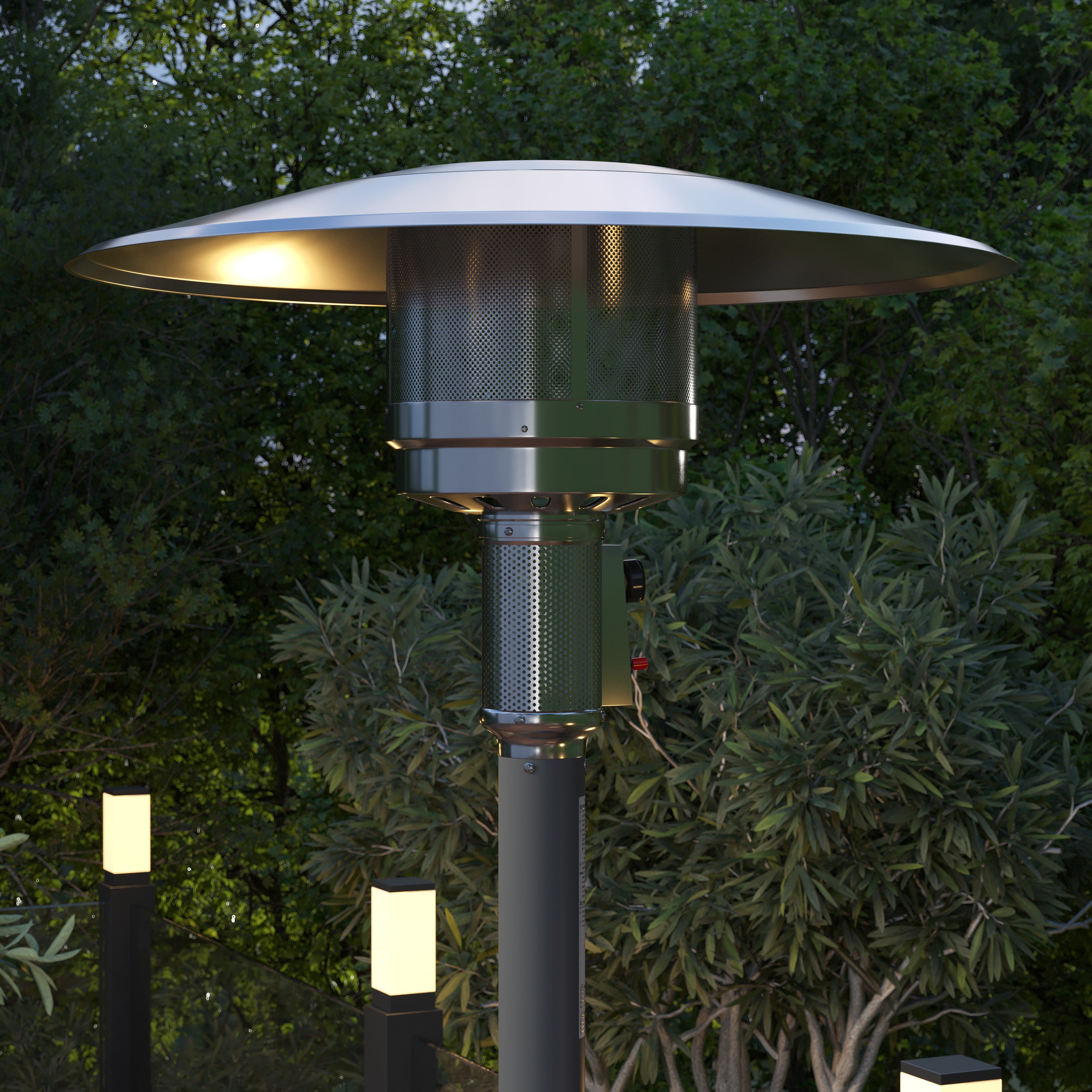 Sol Patio Outdoor Heating-Slate Gray Stainless Steel 40,000 BTU Propane Heater with Wheels-Commercial & Residential Use-7.5 Feet Tall