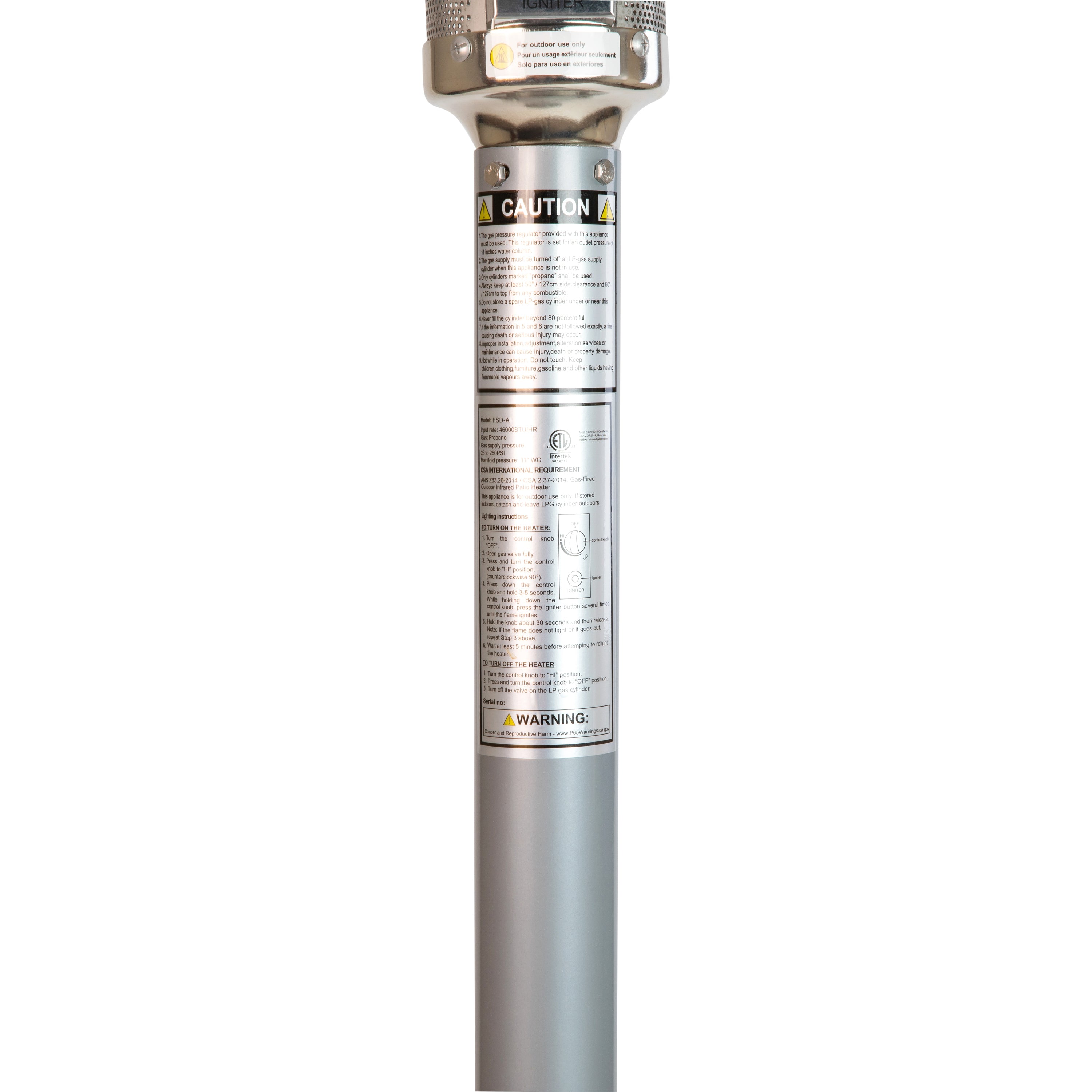 Sol Patio Outdoor Heating-Silver Stainless Steel 40,000 BTU Propane Heater with Wheels-Commercial & Residential Use-7.5 Feet Tall