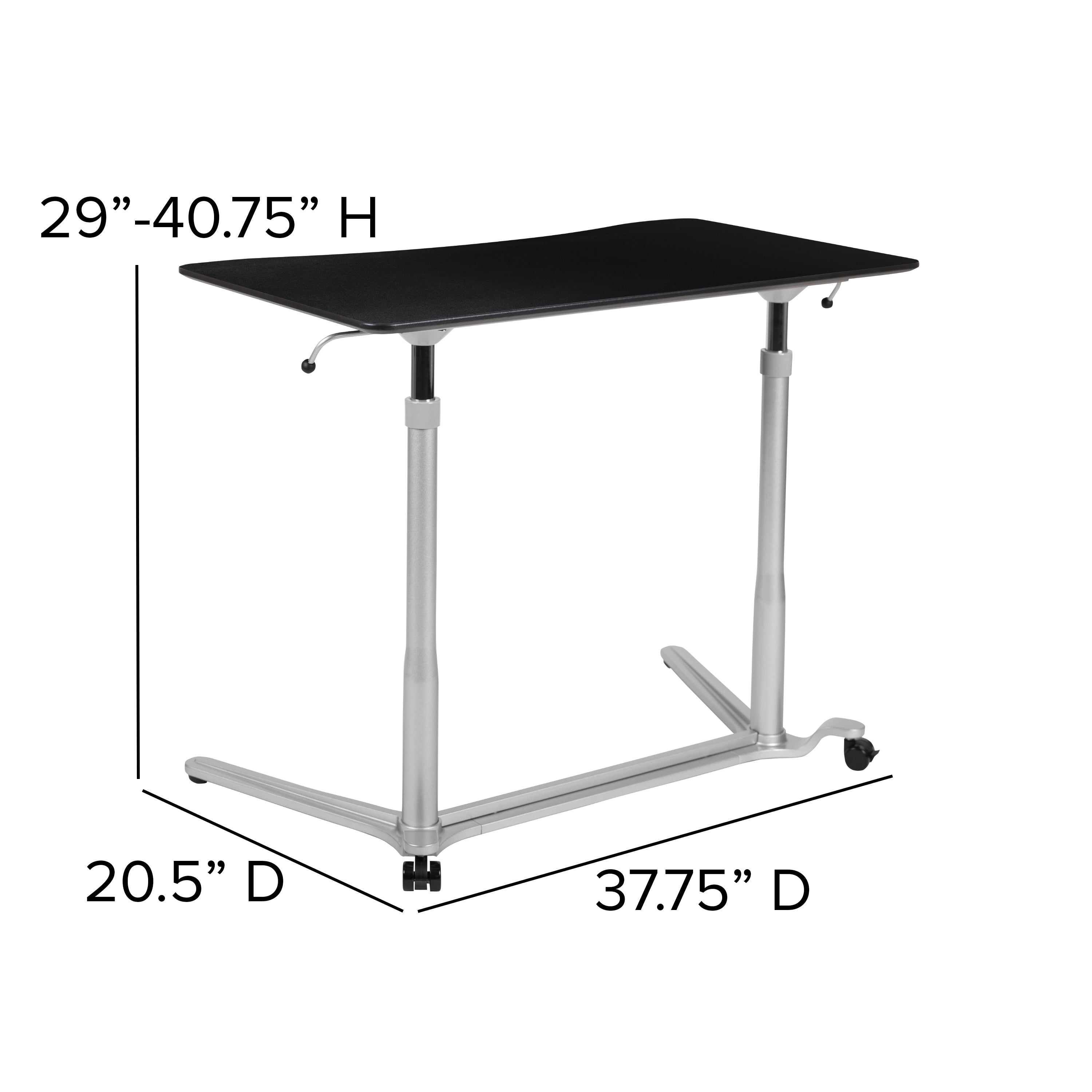 Merritt Sit-Down, Stand-Up Black Computer Ergonomic Desk with 37.375"W Top (Adjustable Range 29" - 40.75")