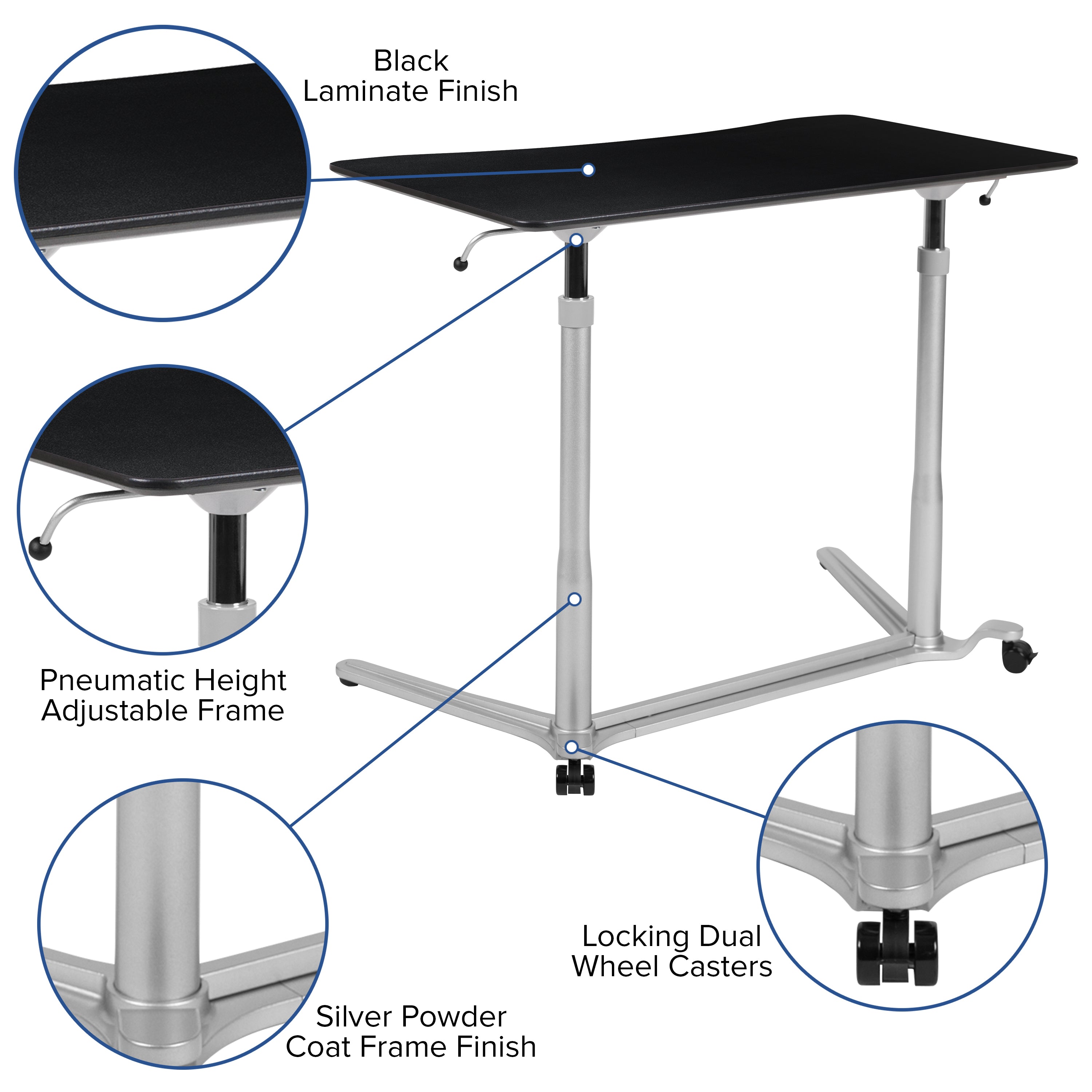 Merritt Sit-Down, Stand-Up Black Computer Ergonomic Desk with 37.375"W Top (Adjustable Range 29" - 40.75")