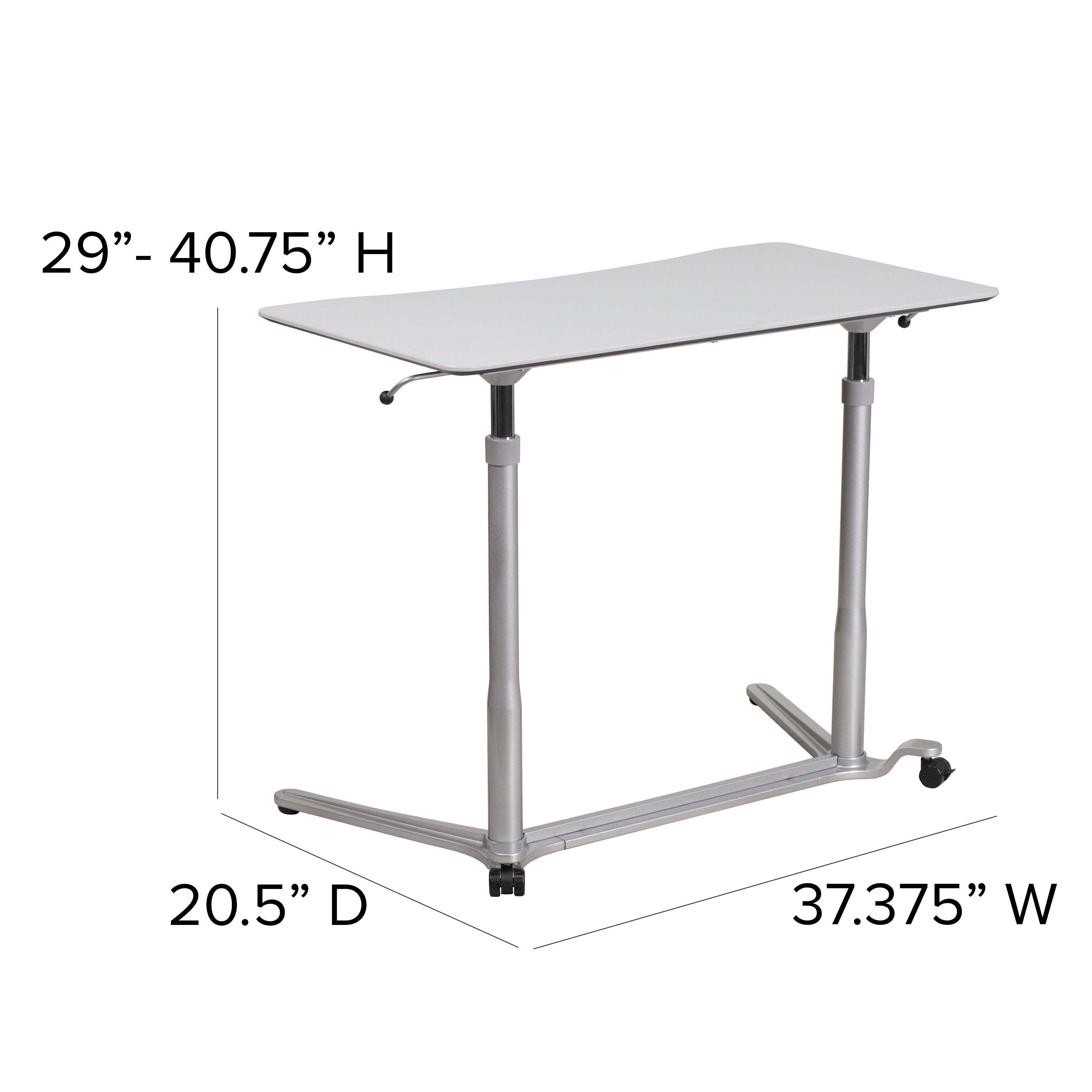 Merritt Sit-Down, Stand-Up Light Gray Computer Ergonomic Desk with 37.375''W Top (Adjustable Range 29'' - 40.75'')