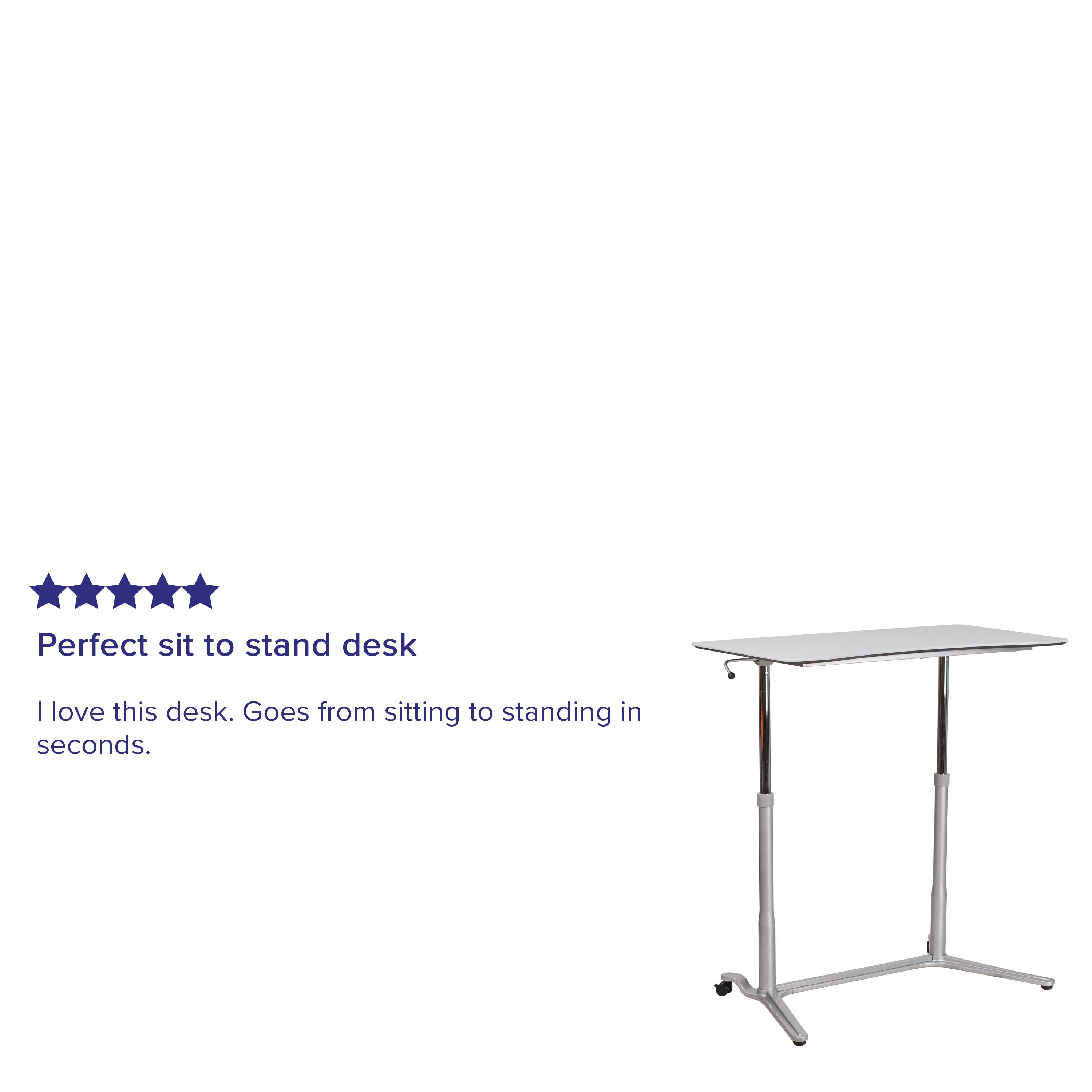 Merritt Sit-Down, Stand-Up Light Gray Computer Ergonomic Desk with 37.375''W Top (Adjustable Range 29'' - 40.75'')