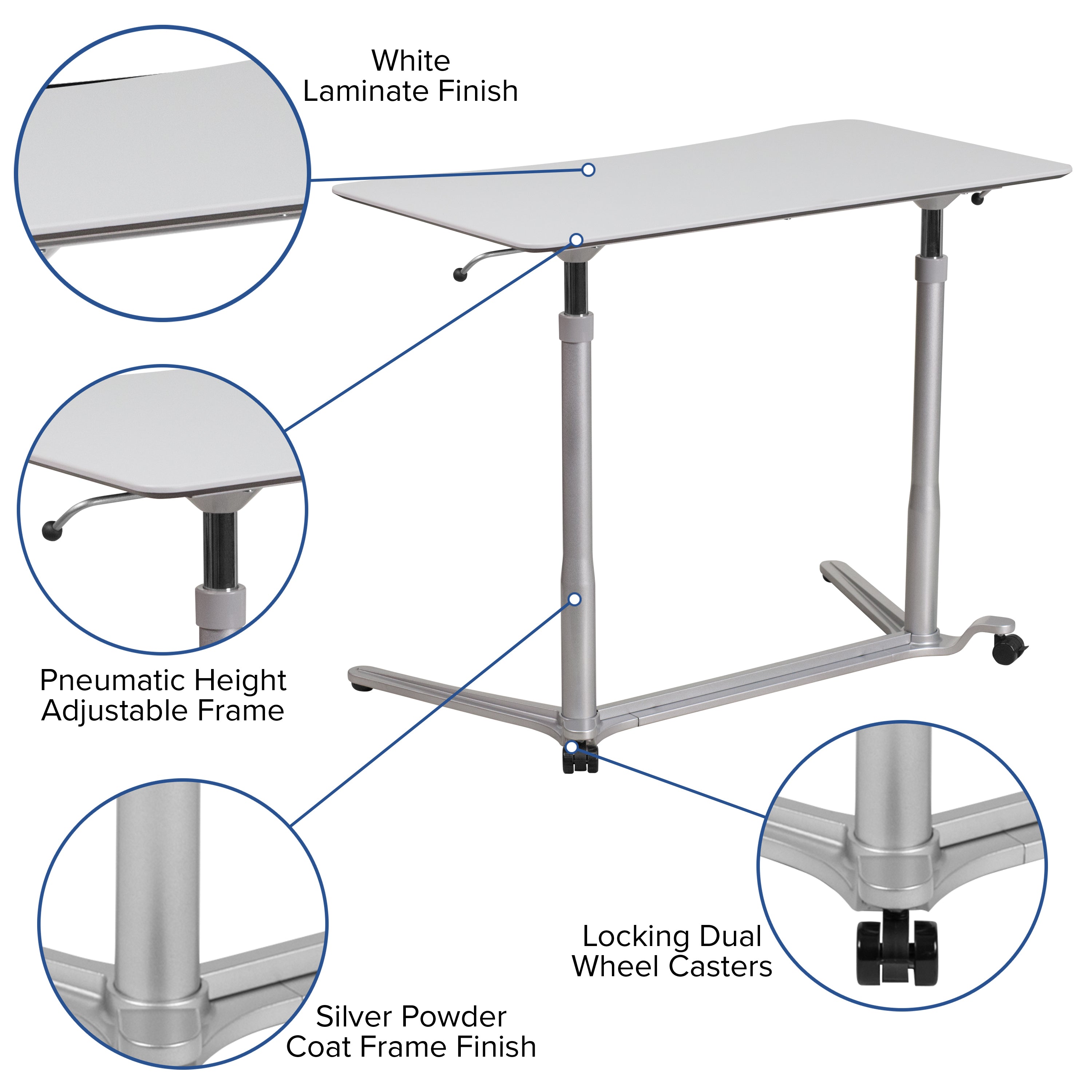 Merritt Sit-Down, Stand-Up Light Gray Computer Ergonomic Desk with 37.375''W Top (Adjustable Range 29'' - 40.75'')
