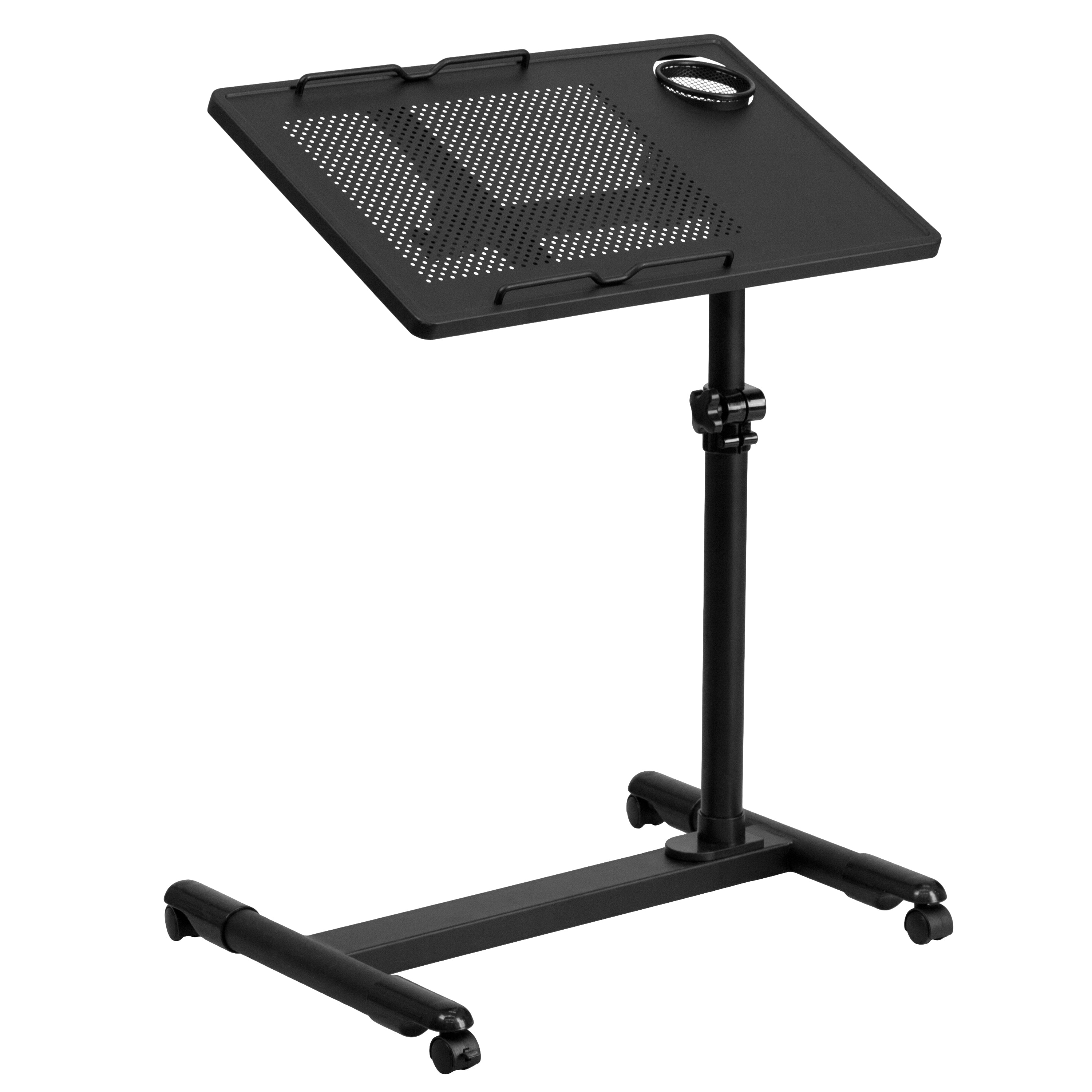Macon Black Adjustable Height Steel Mobile Computer Desk