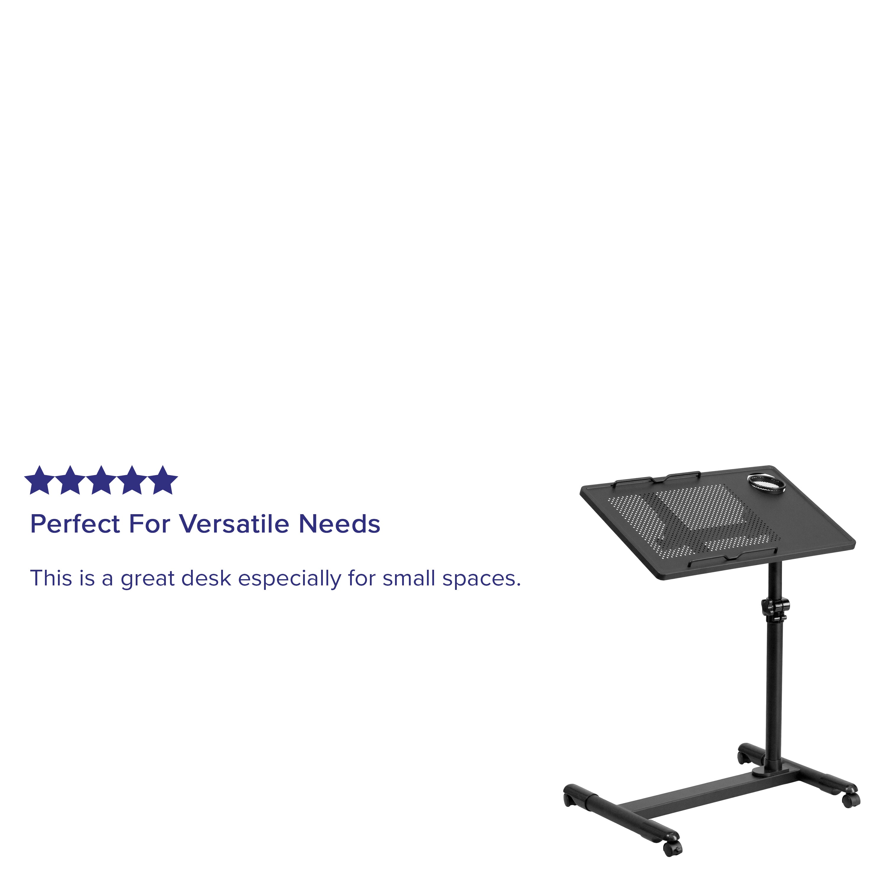 Macon Black Adjustable Height Steel Mobile Computer Desk