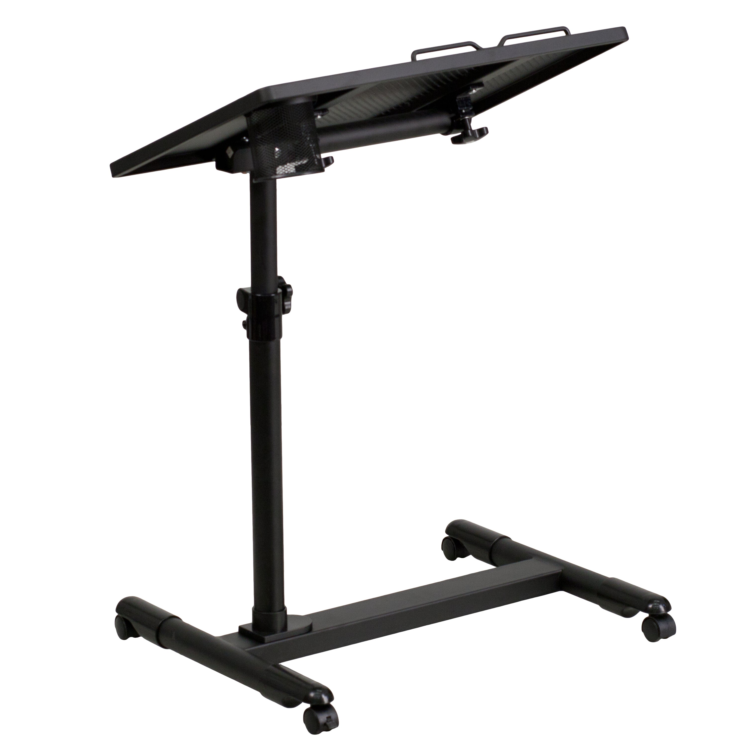 Macon Black Adjustable Height Steel Mobile Computer Desk