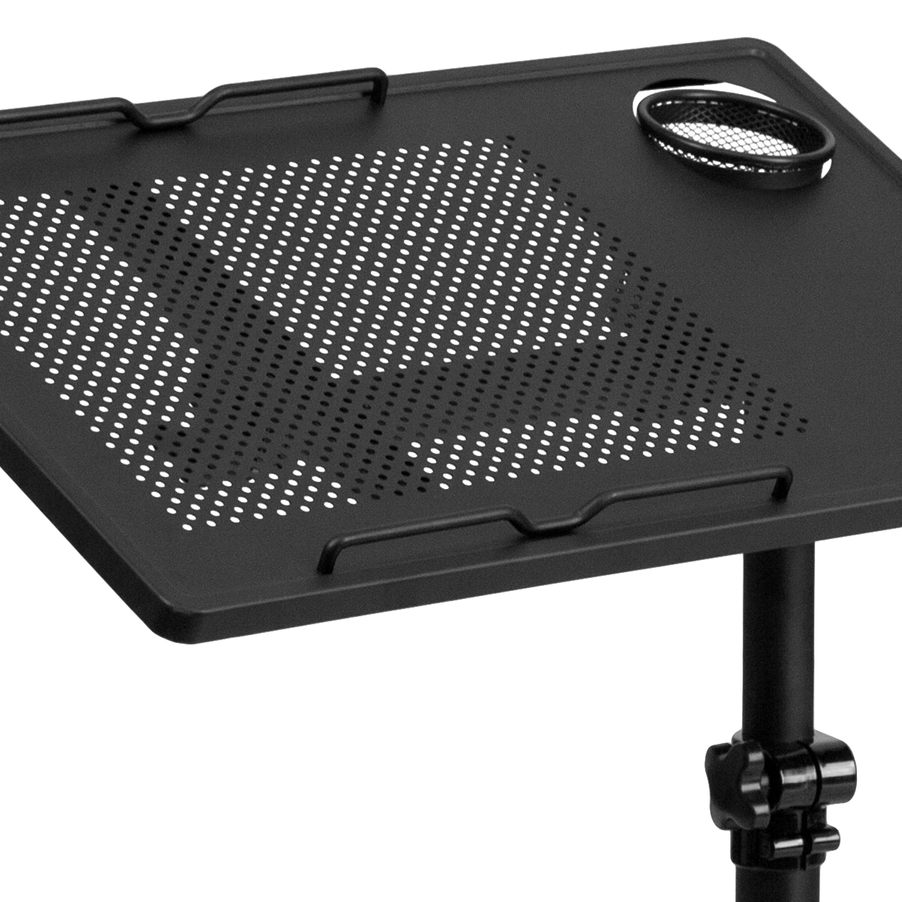 Macon Black Adjustable Height Steel Mobile Computer Desk