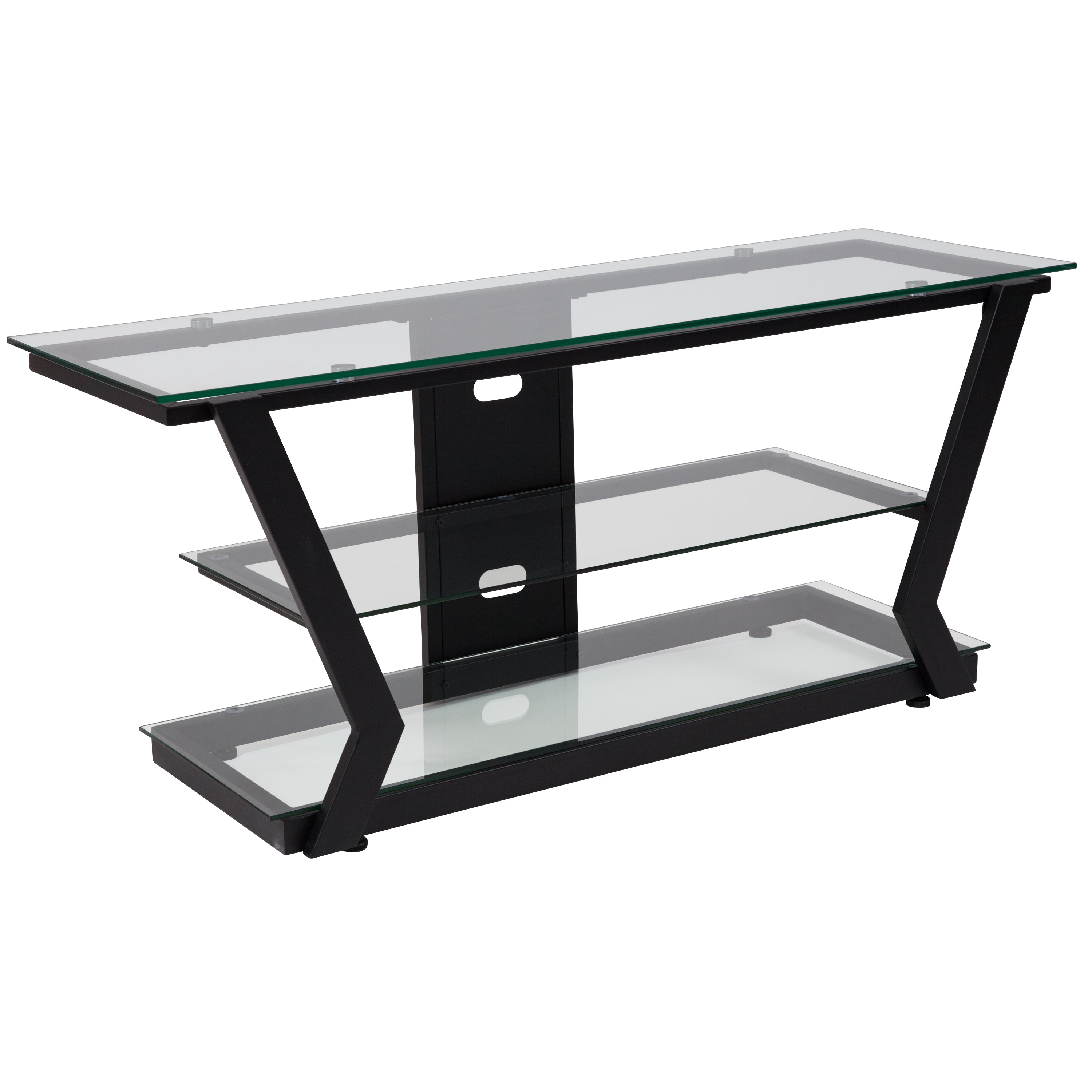 Harbor Hills Glass TV Stand with Black Metal Frame