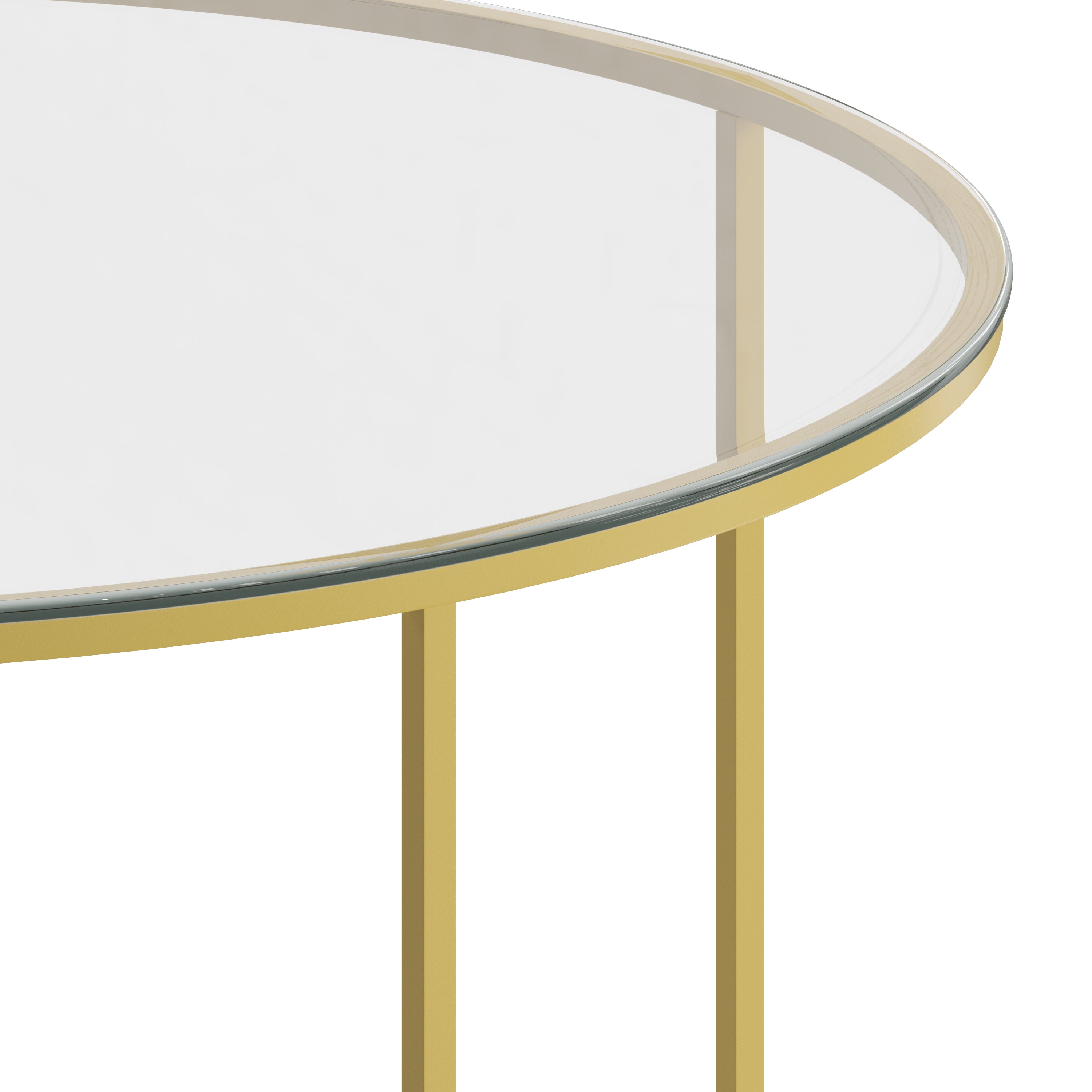 Greenwich Collection Coffee Table - Modern Clear Glass Accent Table with Crisscross Brushed Gold Frame