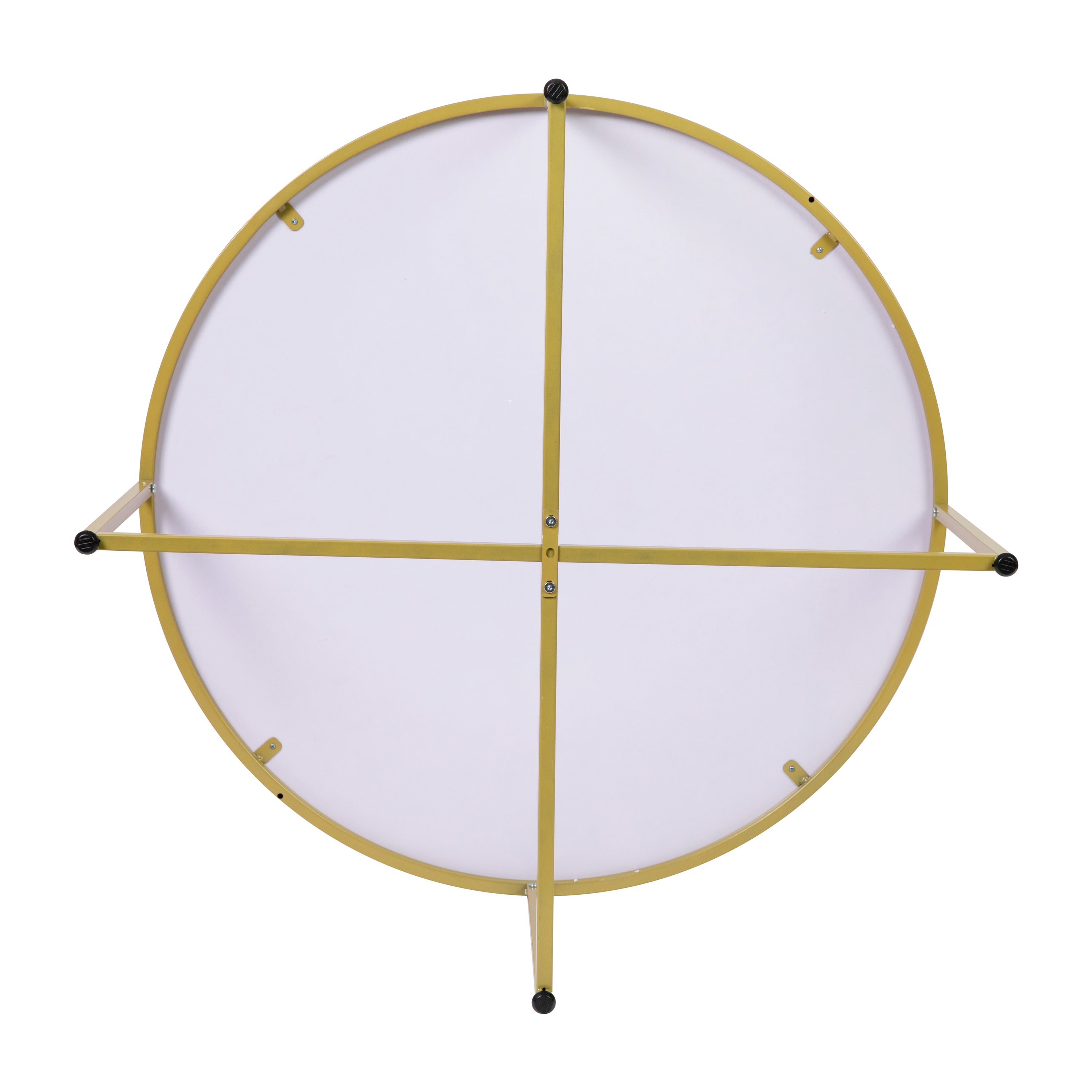 Hampstead Collection Coffee Table - Modern White Marble Finish Accent Table with Crisscross Brushed Gold Frame