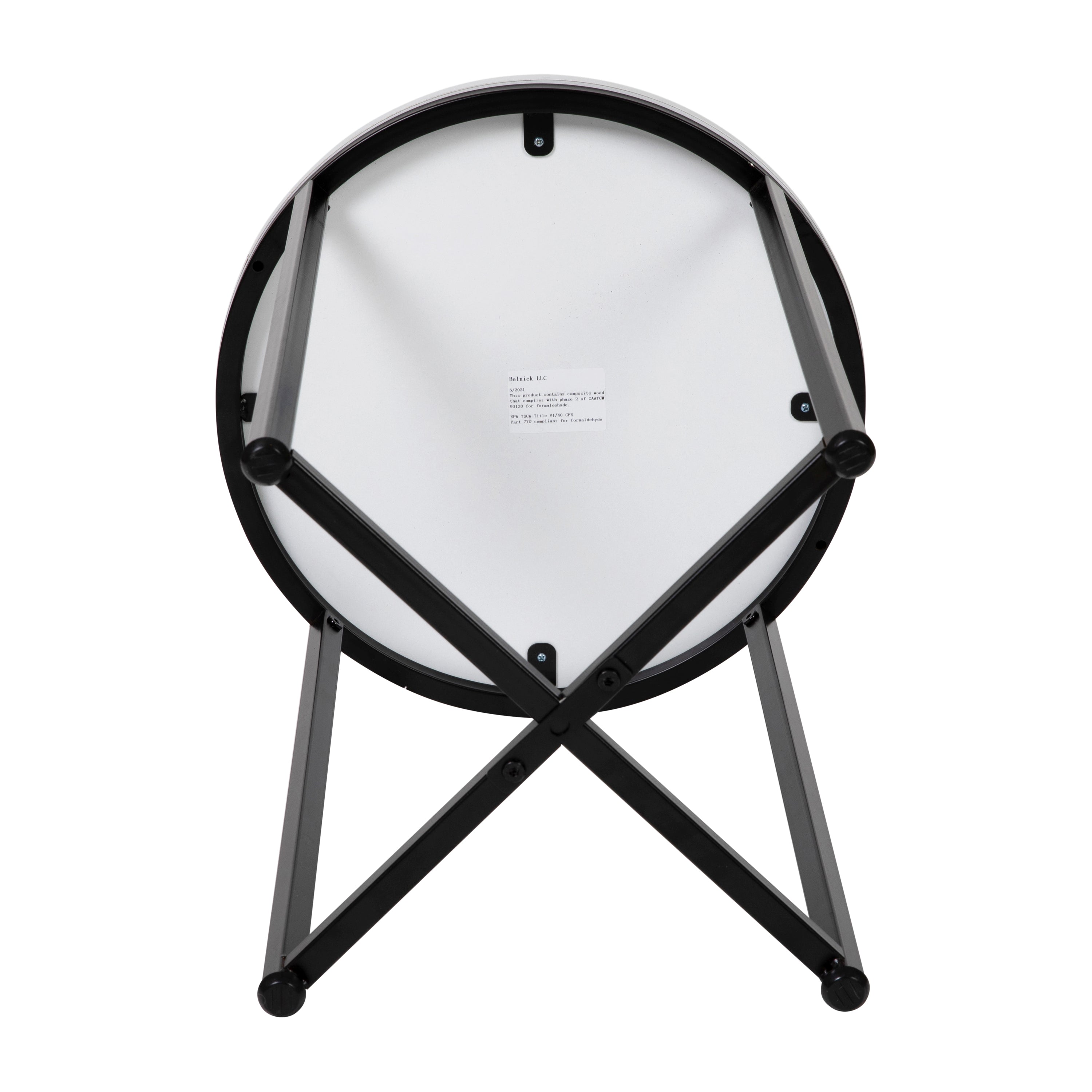 Hampstead Collection End Table - Modern White Finish Accent Table with Crisscross Matte Black Frame