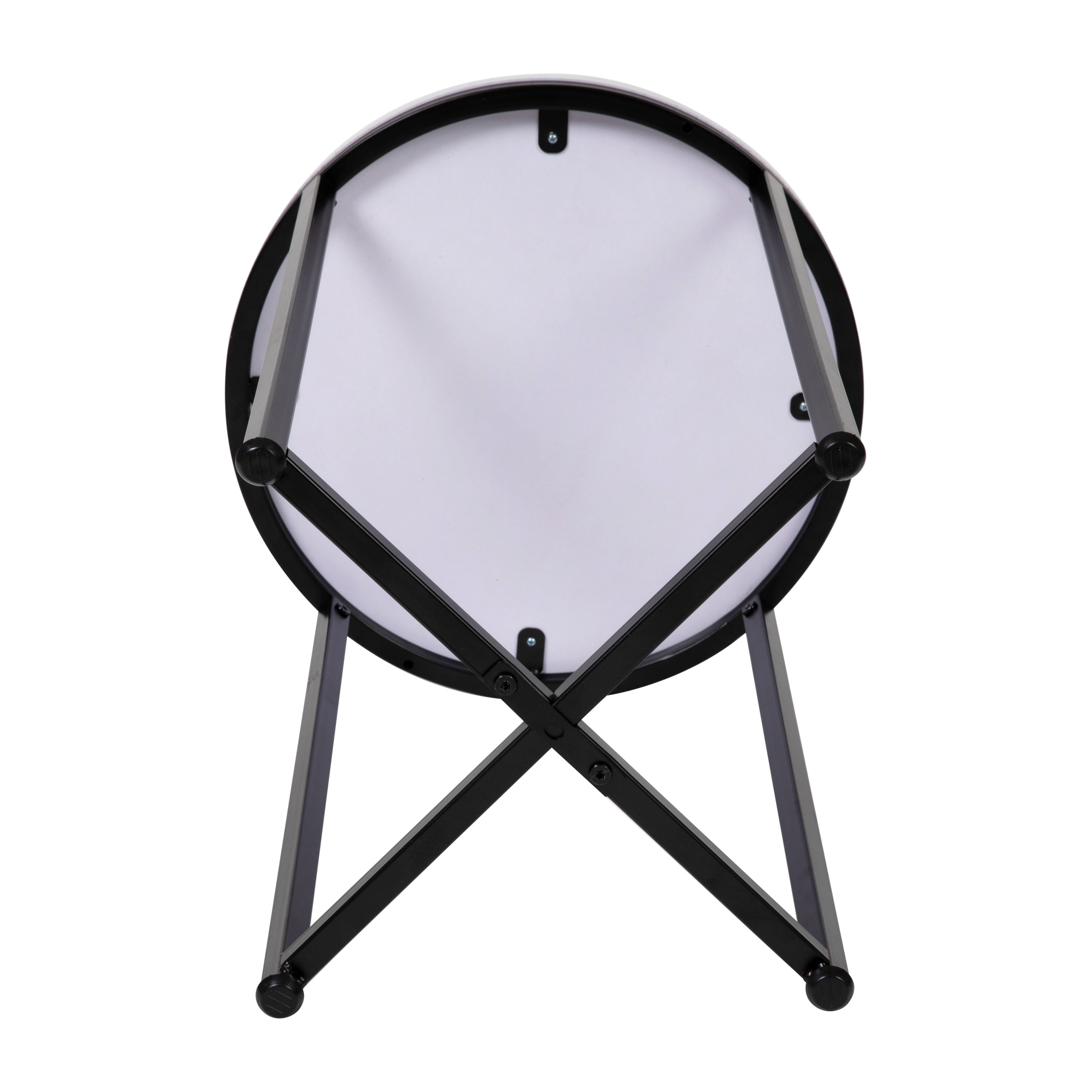 Hampstead Collection End Table - Modern White Marble Finish Accent Table with Crisscross Matte Black Frame