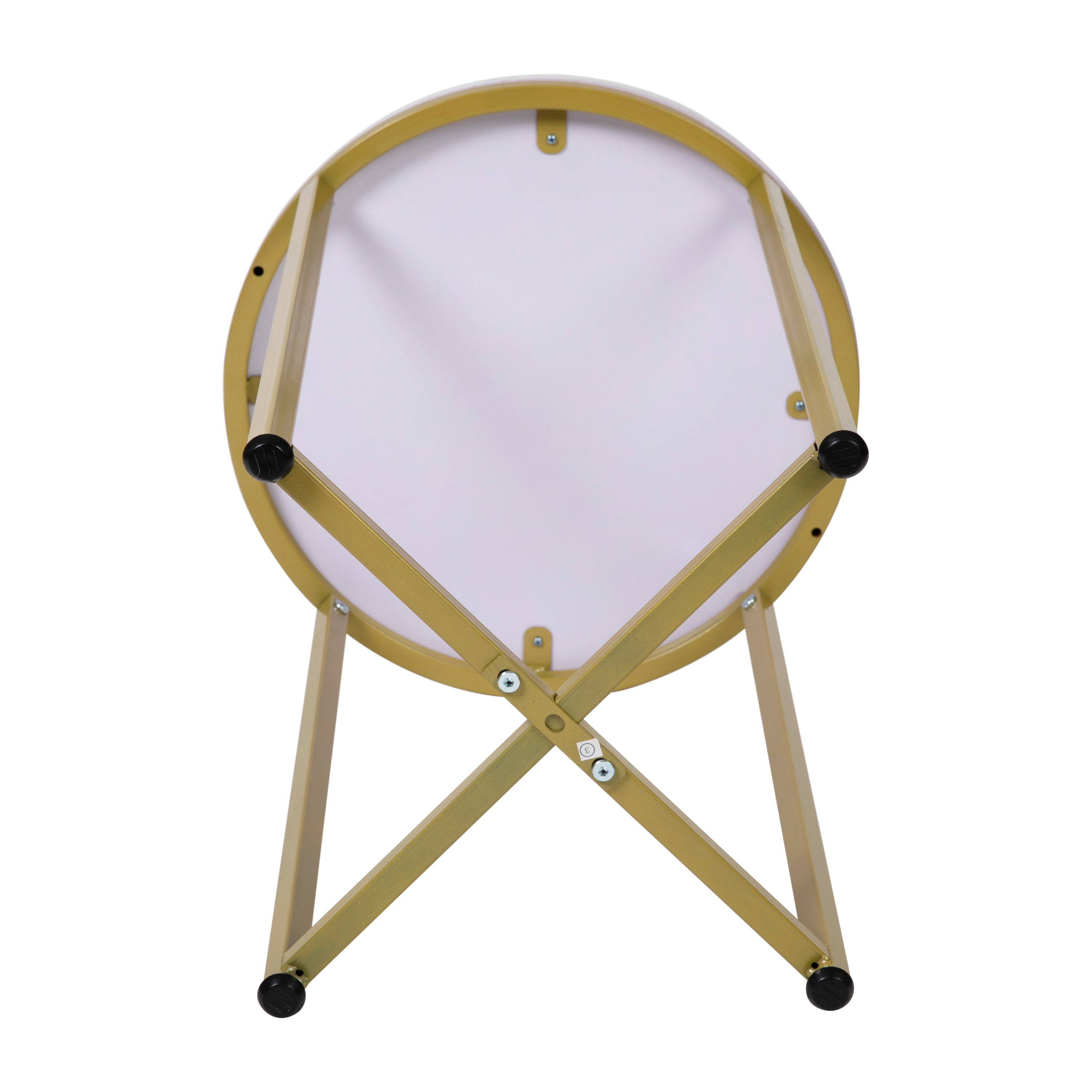 Hampstead Collection End Table - Modern White Marble Finish Accent Table with Crisscross Brushed Gold Frame