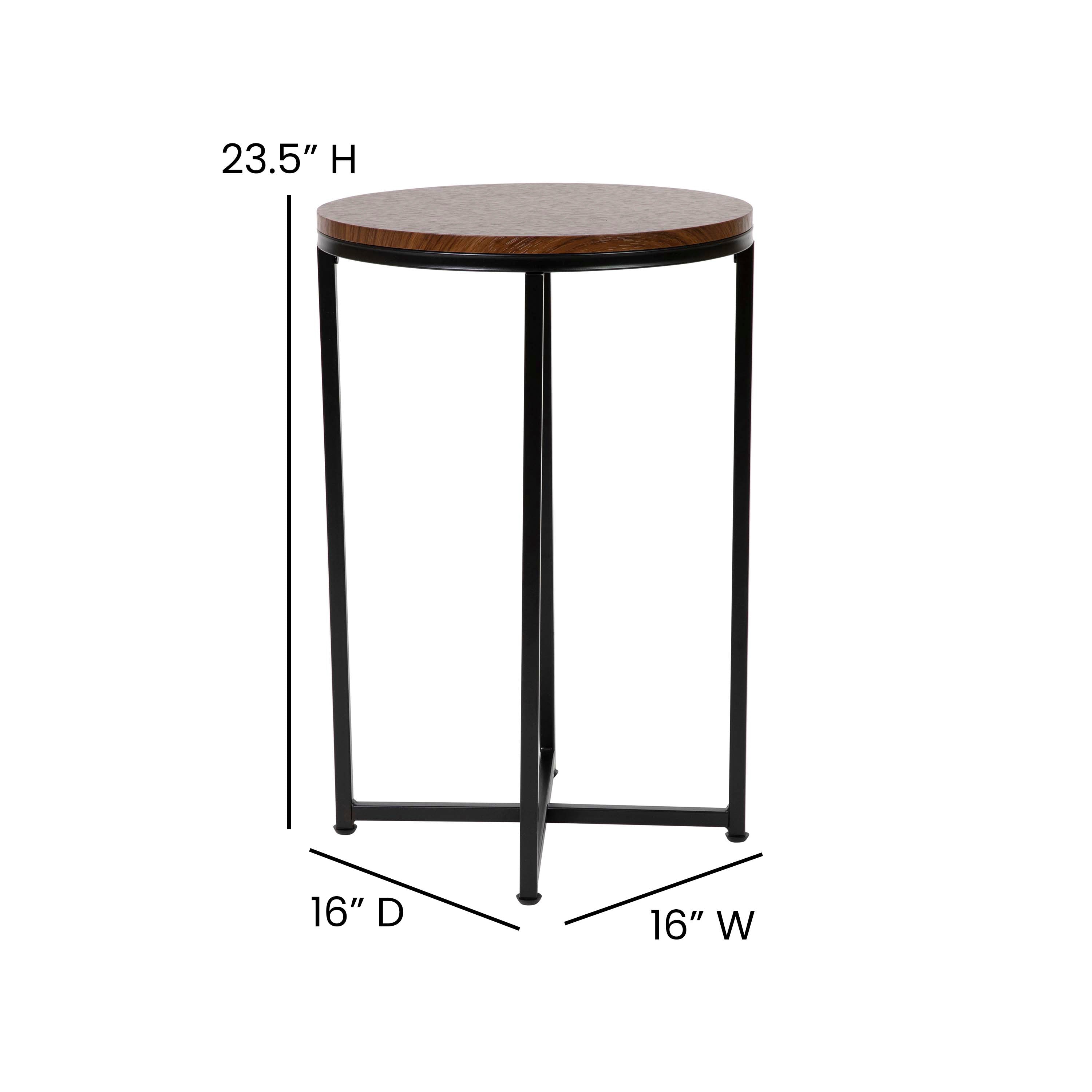 Hampstead Collection End Table - Modern Walnut Finish Accent Table with Crisscross Matte Black Frame