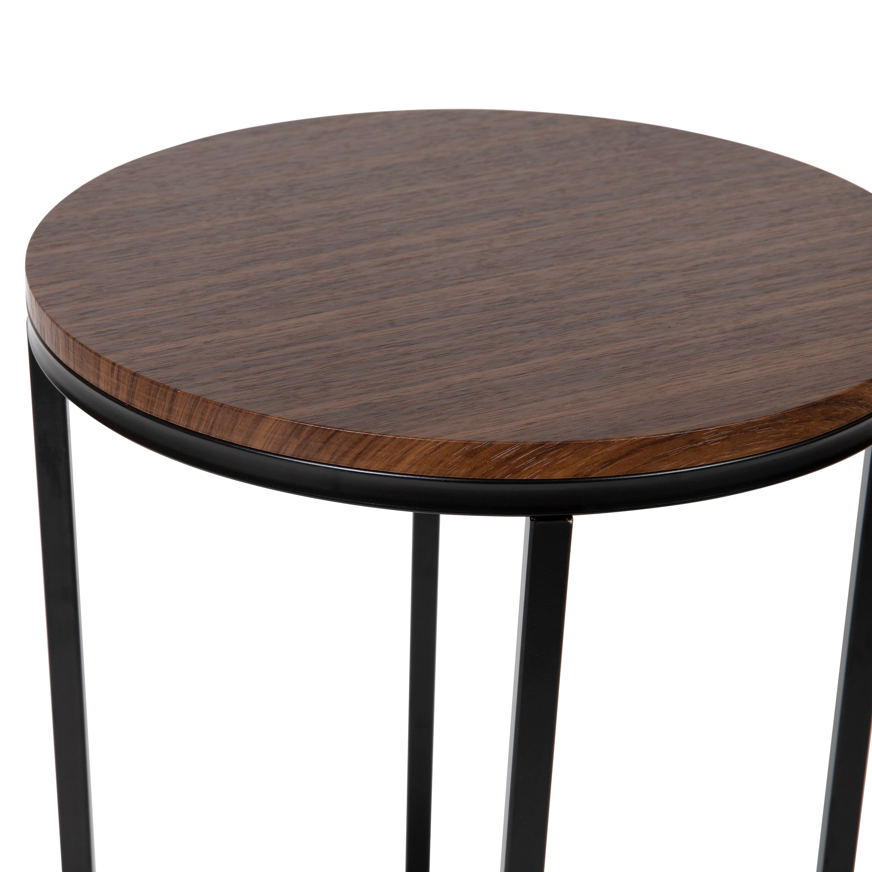 Hampstead Collection End Table - Modern Walnut Finish Accent Table with Crisscross Matte Black Frame