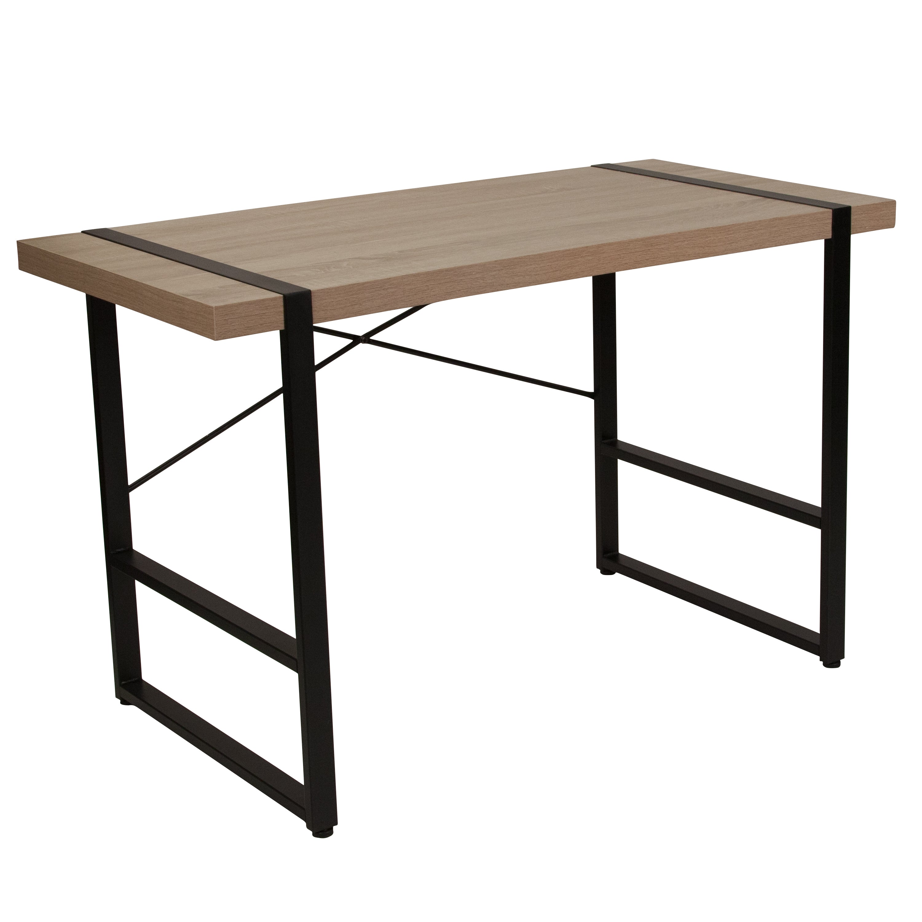 Hanover Park Rustic Wood Grain Finish Console Table with Black Metal Frame