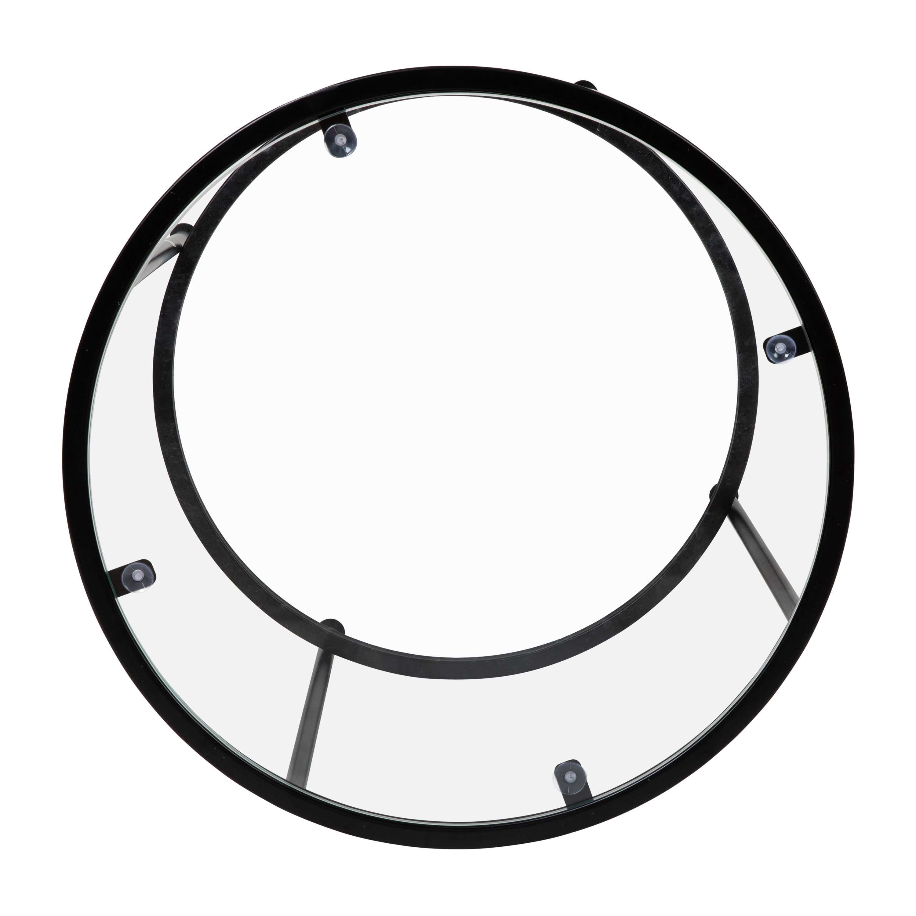 Astoria Collection Round End Table - Modern Clear Glass Accent Table with Matte Black Frame