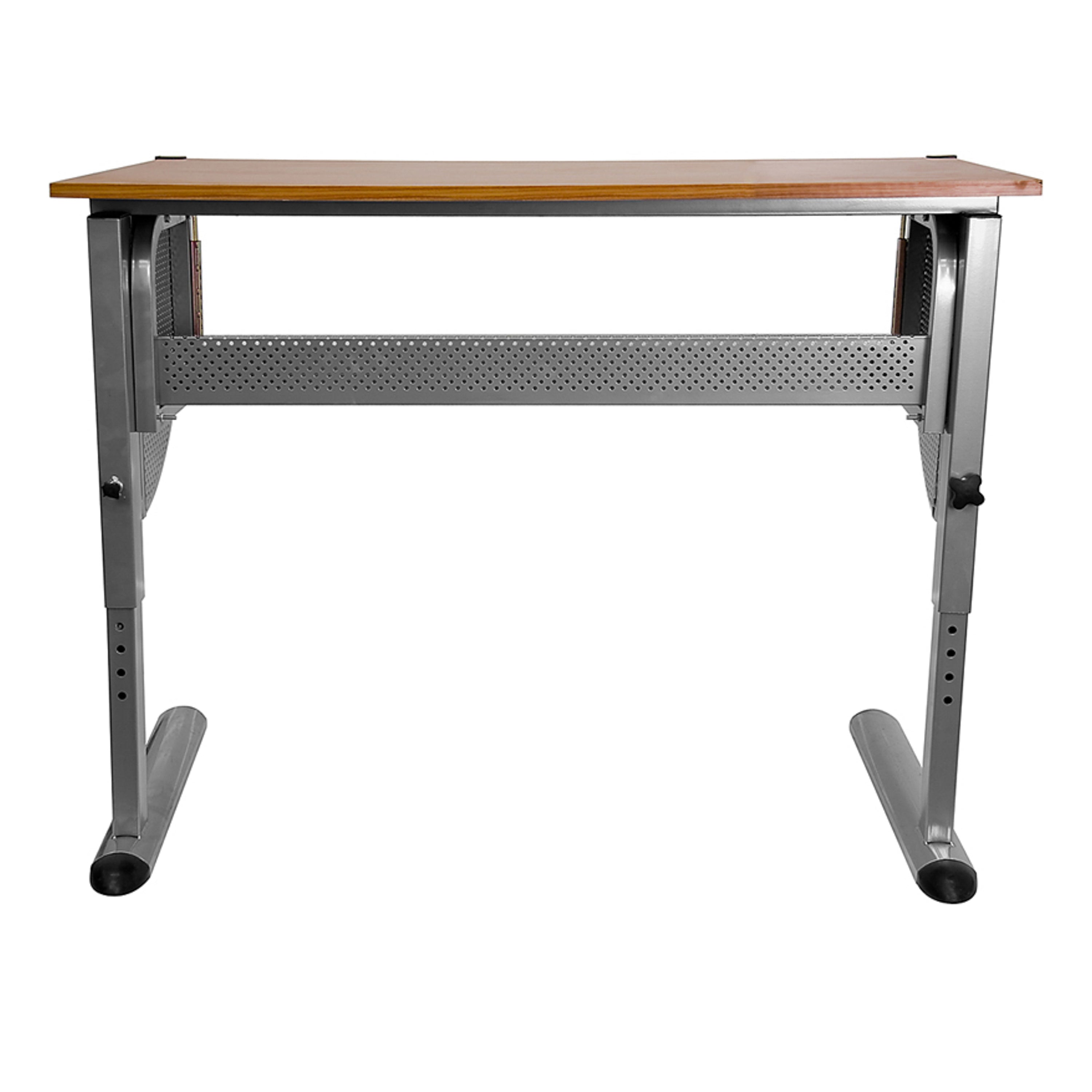 Berkley Adjustable Drawing and Drafting Table with Pewter Frame
