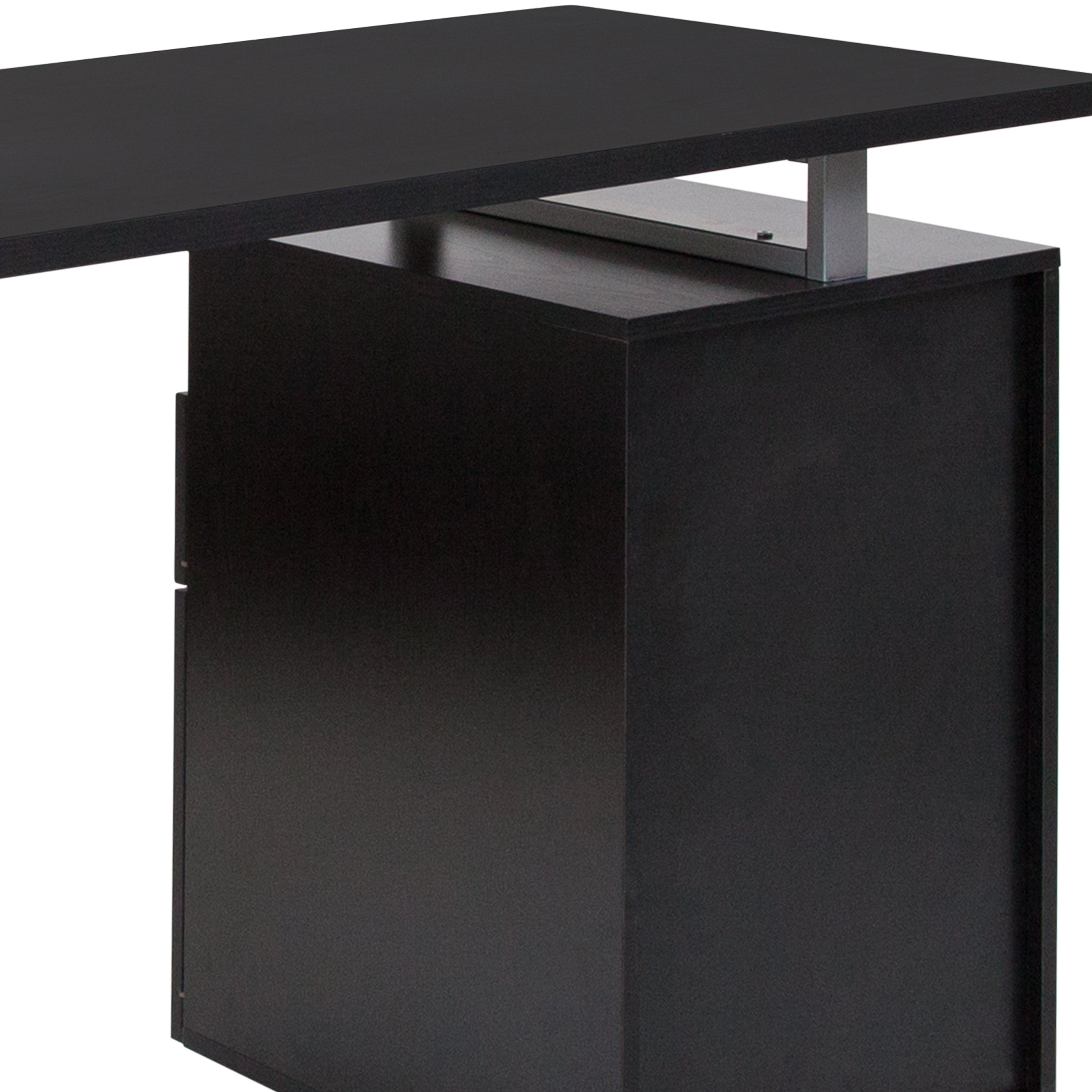 Harwood Dark Ash Wood Grain Finish Computer Desk with Two Drawers and Silver Metal Frame