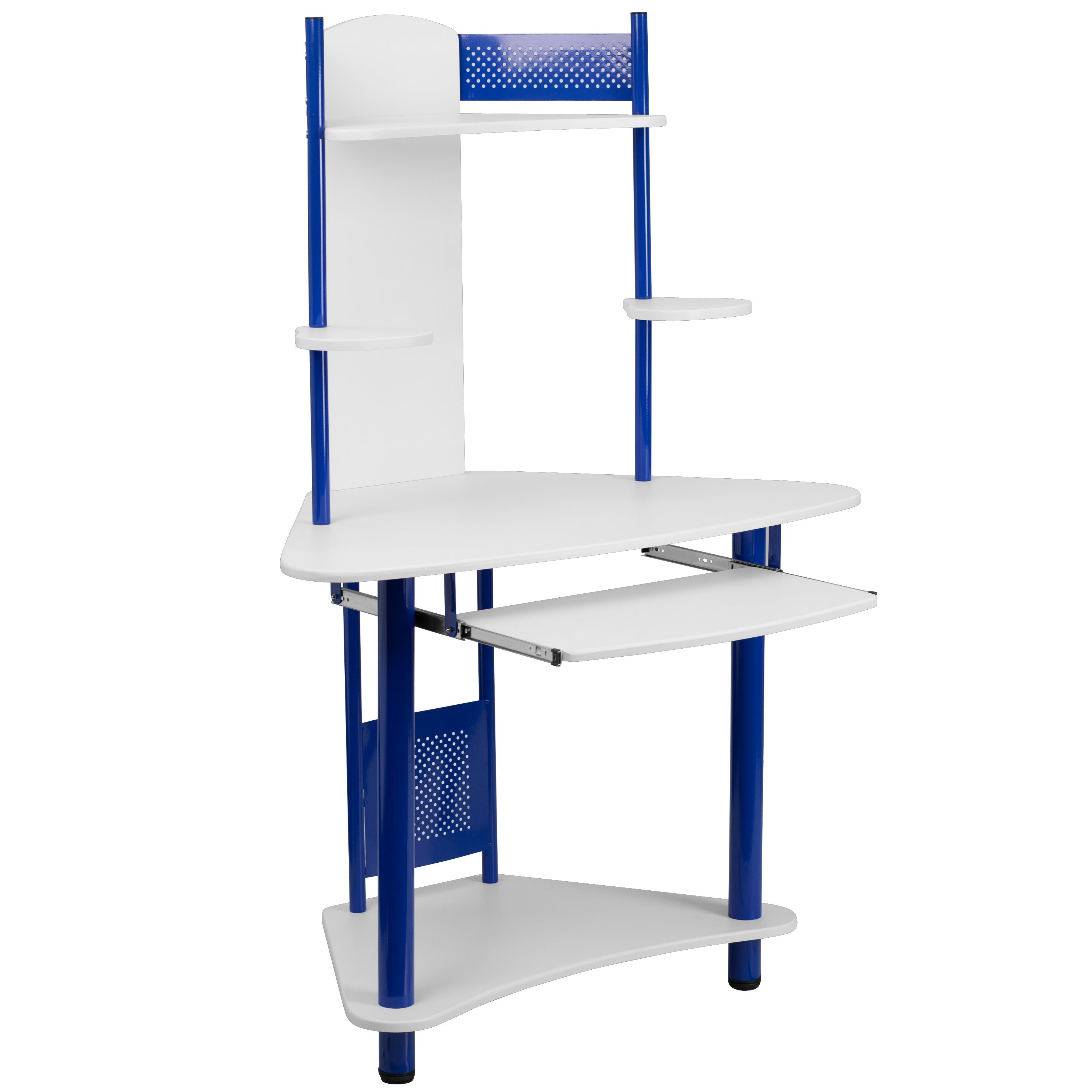 Walker Blue Corner Computer Desk with Hutch