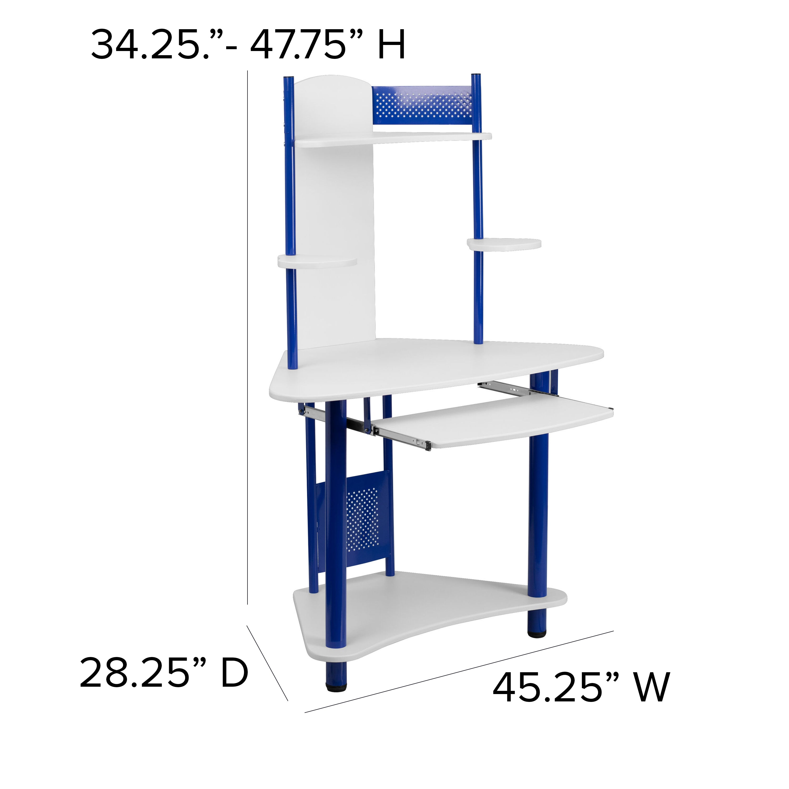 Walker Blue Corner Computer Desk with Hutch