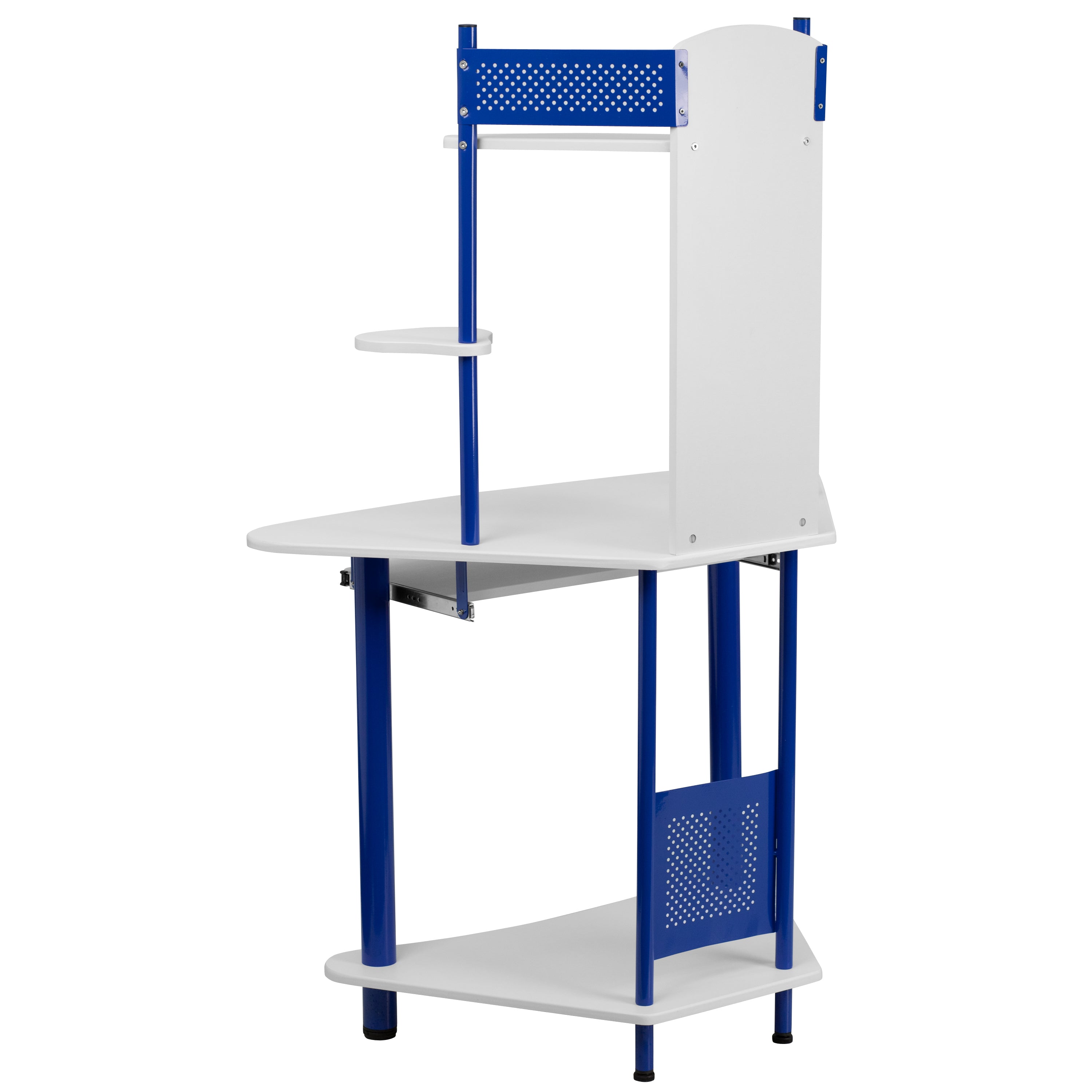 Walker Blue Corner Computer Desk with Hutch