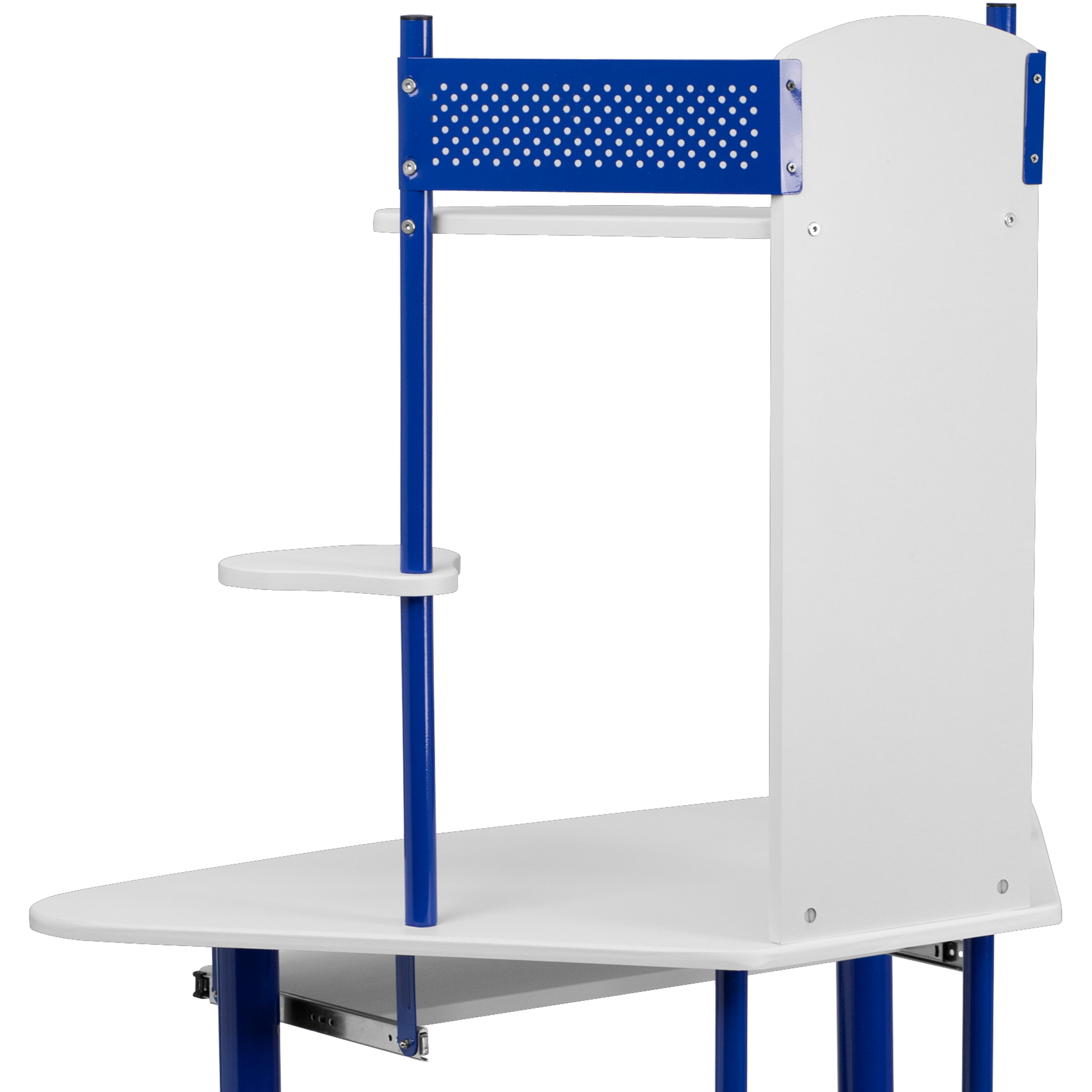 Walker Blue Corner Computer Desk with Hutch