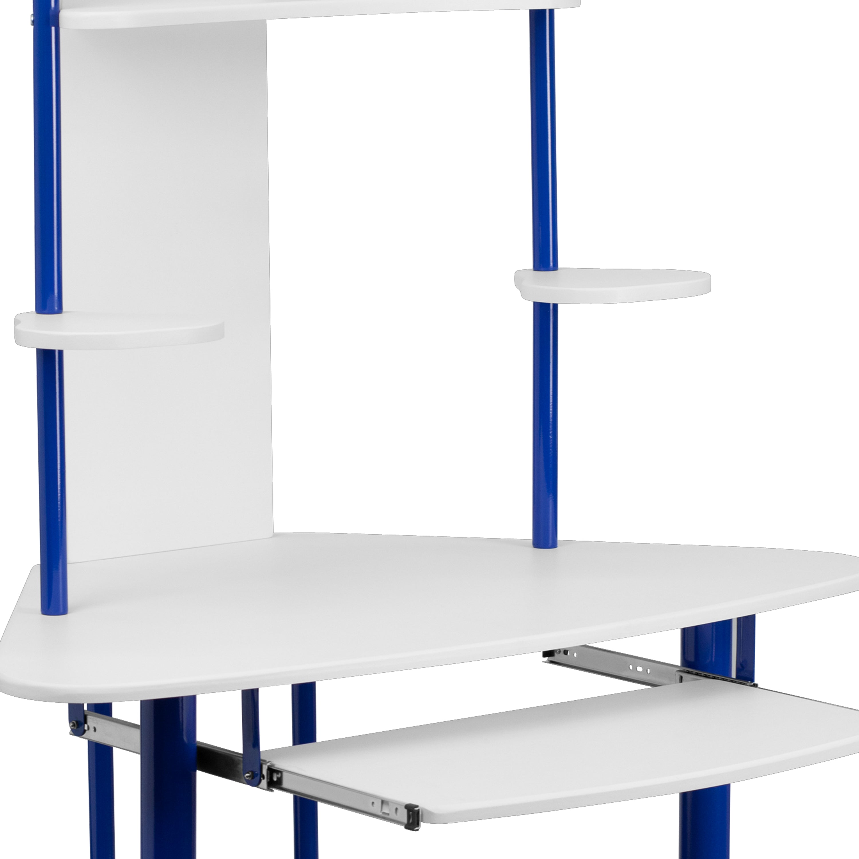 Walker Blue Corner Computer Desk with Hutch