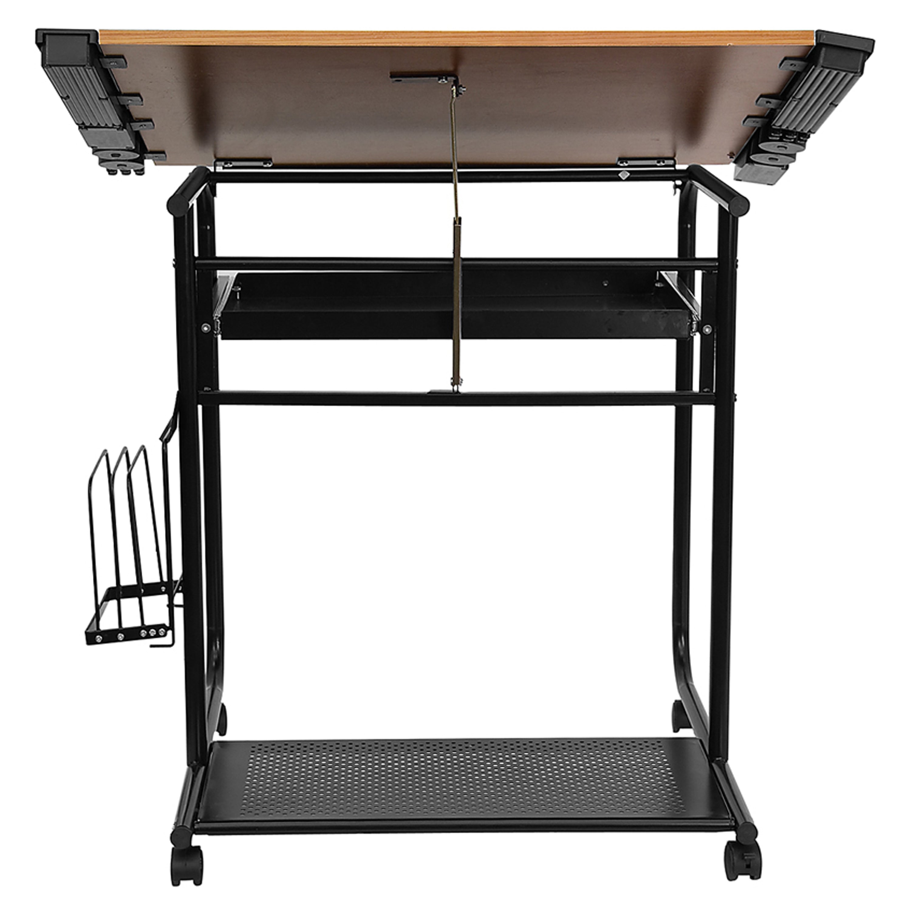 Swanson Adjustable Drawing and Drafting Table with Black Frame and Dual Wheel Casters