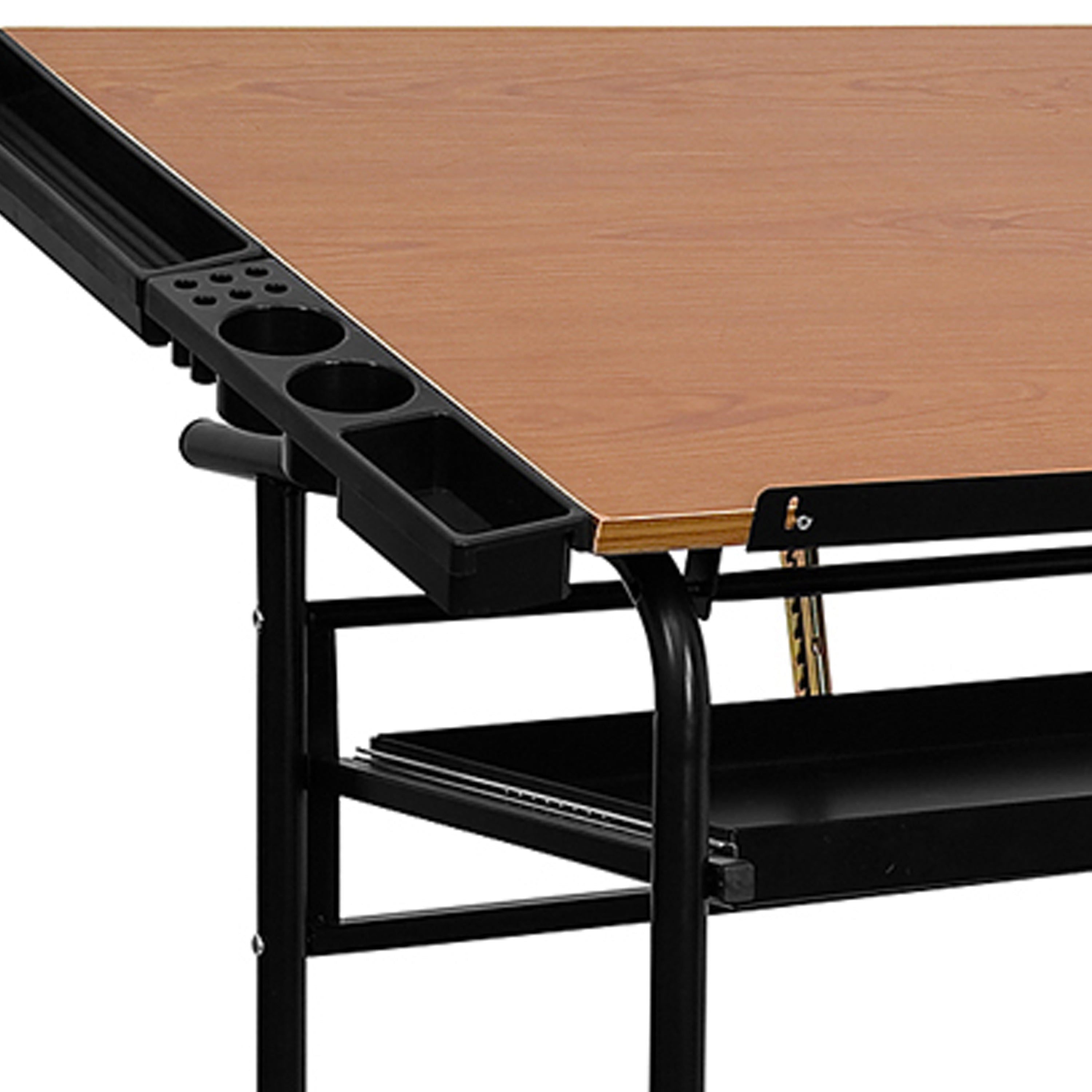 Swanson Adjustable Drawing and Drafting Table with Black Frame and Dual Wheel Casters
