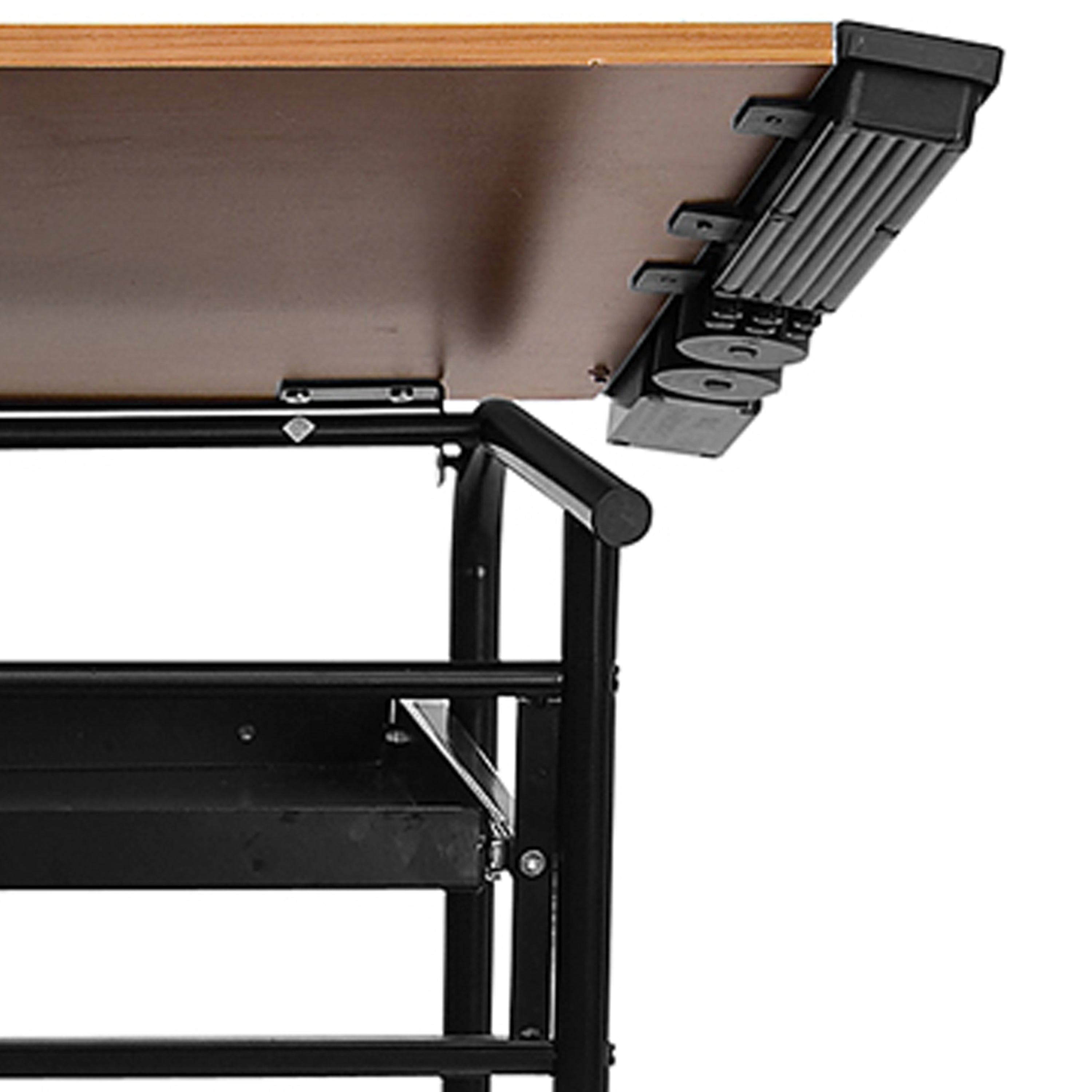 Swanson Adjustable Drawing and Drafting Table with Black Frame and Dual Wheel Casters