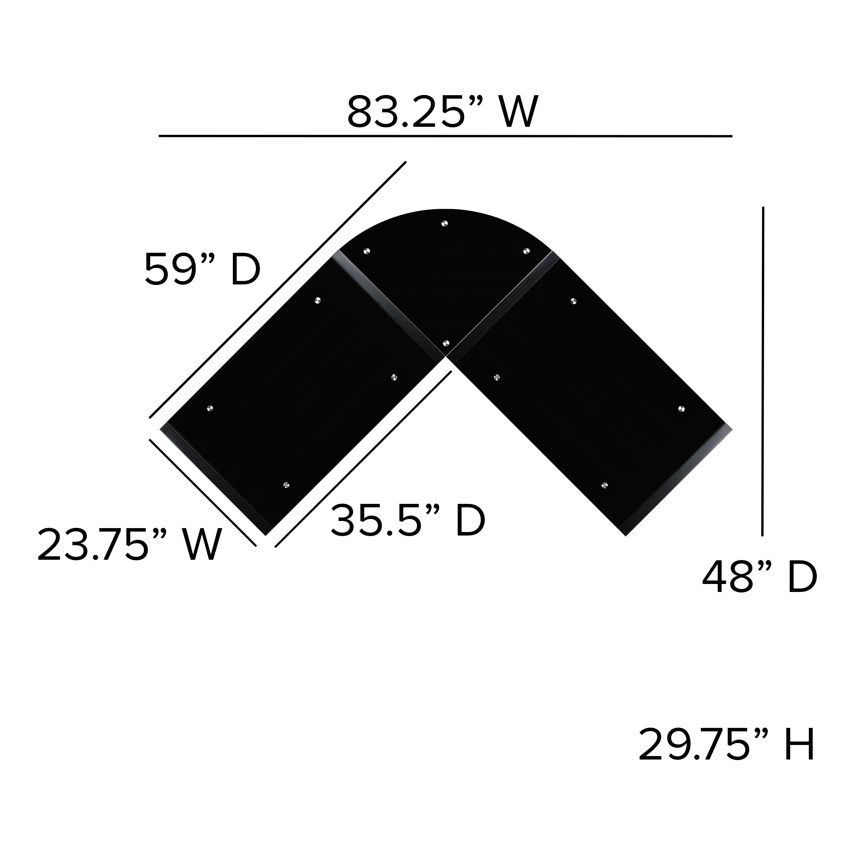 Jude Black Glass L-Shape Corner Computer Desk with Pull-Out Keyboard Tray