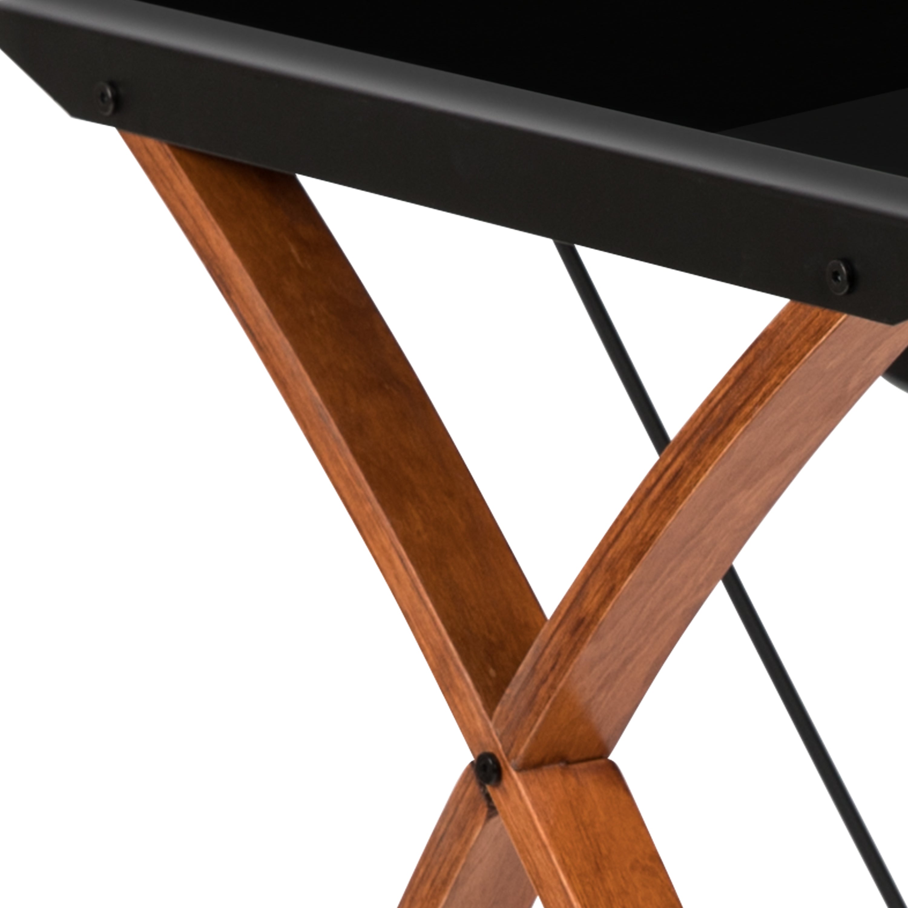 Jude Black Glass L-Shape Corner Computer Desk with Pull-Out Keyboard Tray
