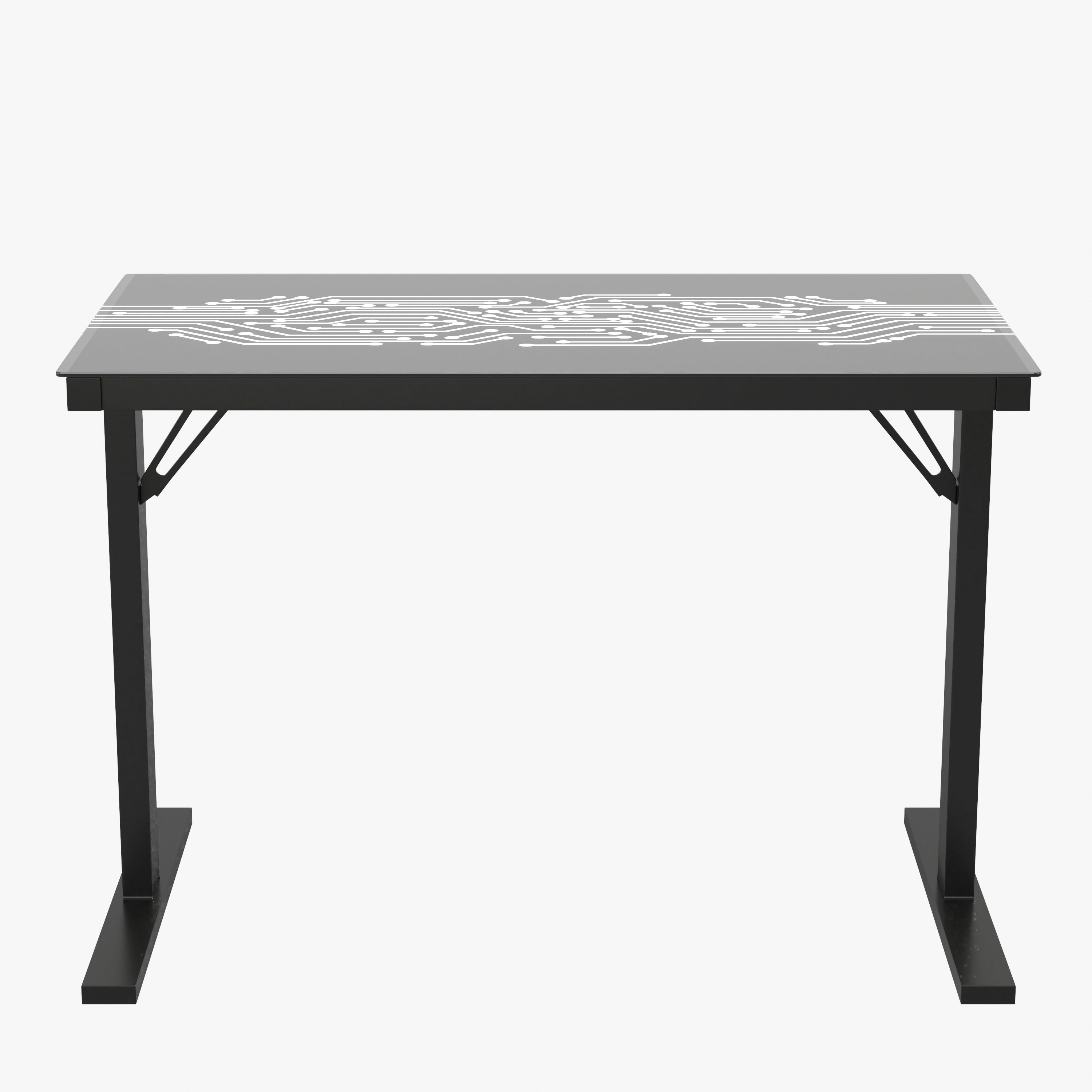 Shan 43" Commercial Grade Gaming Desk with LED Lights, Tempered Glass Desktop, Home or Office Computer Table, Steel Frame with LED Light Remote, Black