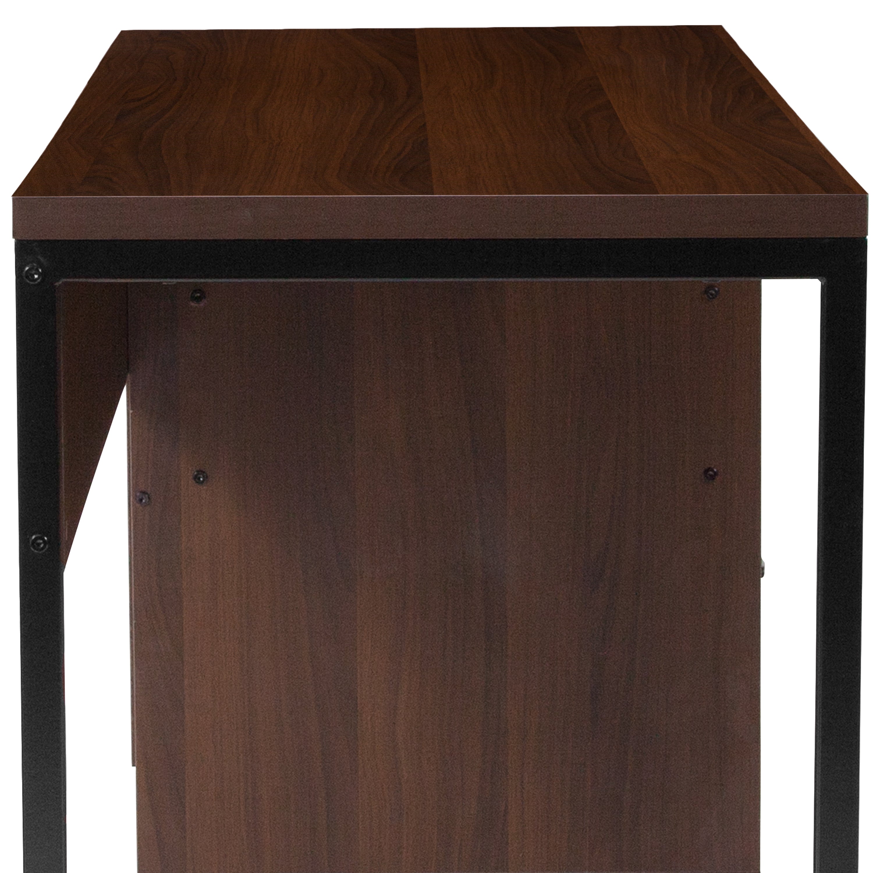 Northbrook Rustic Coffee Wood Grain Finish Computer Desk with Black Metal Frame