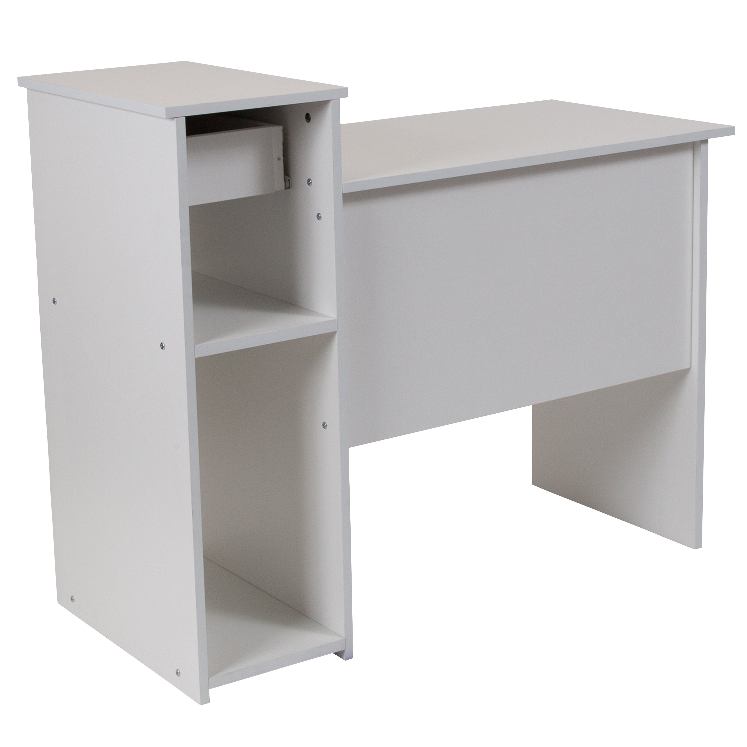 Highland Park White Computer Desk with Shelves and Drawer